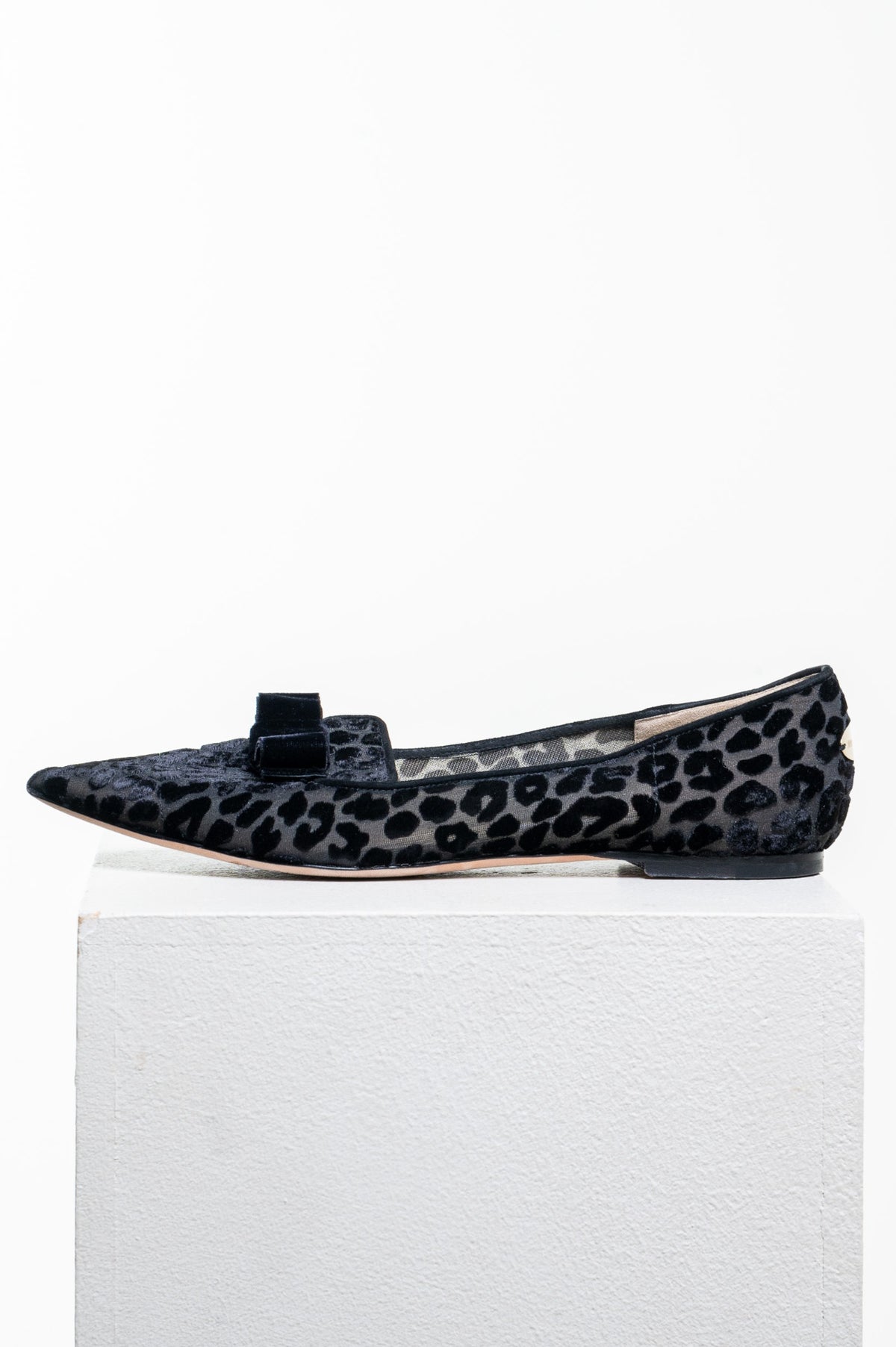 Black Leopard Mesh Gala pointed-toe flats