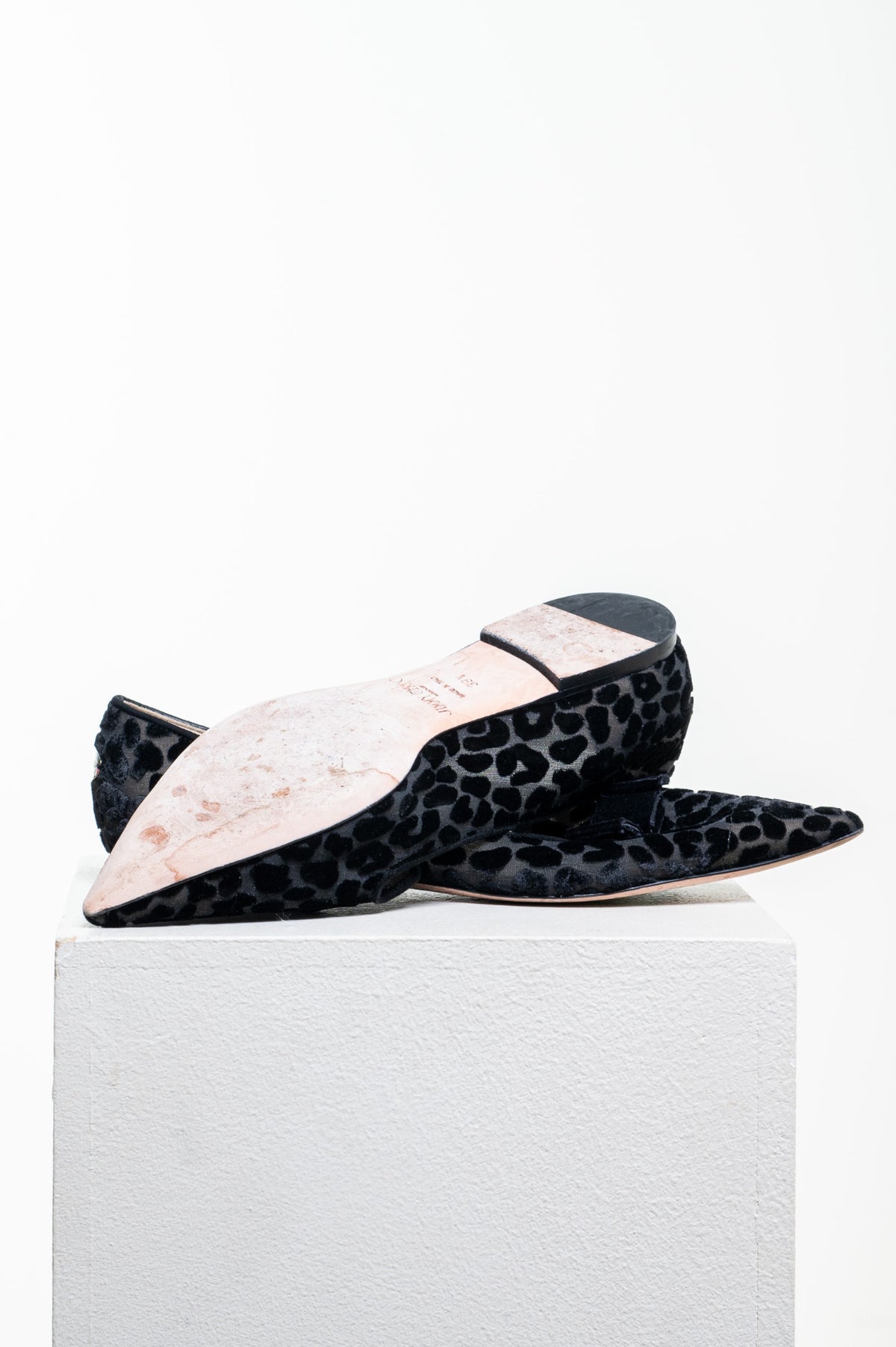 Black Leopard Mesh Gala pointed-toe flats