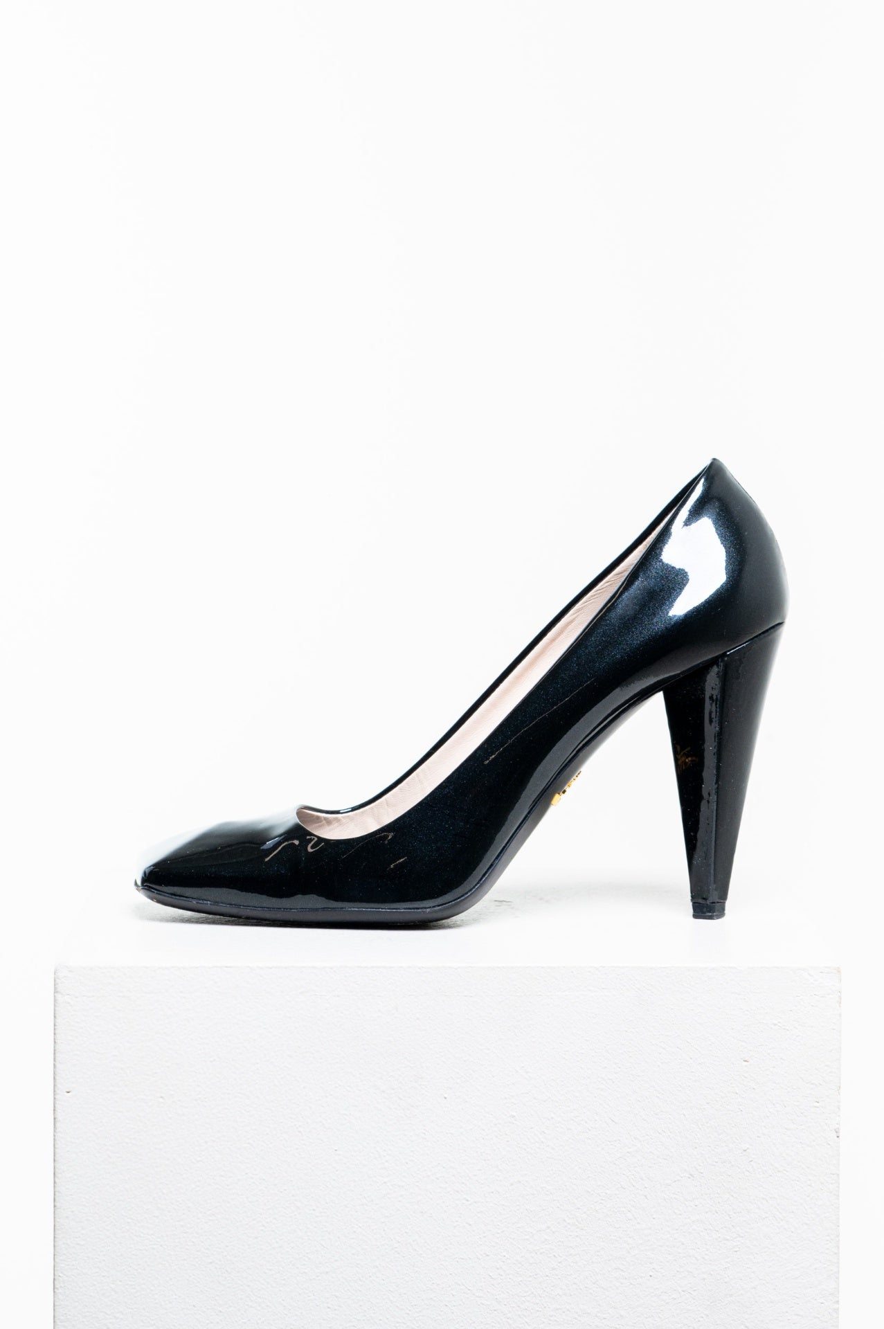 Black Patent Leather Square-Toe Pumps