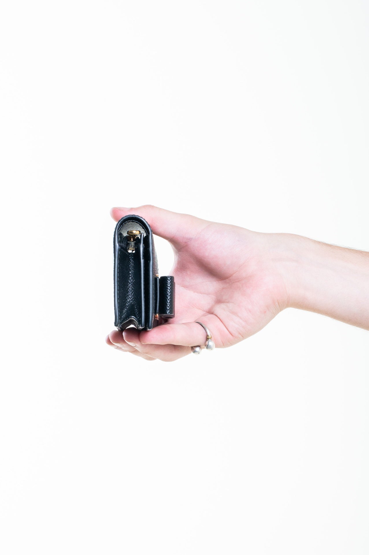 Black Pebble Leather Vara Bow Wallet
