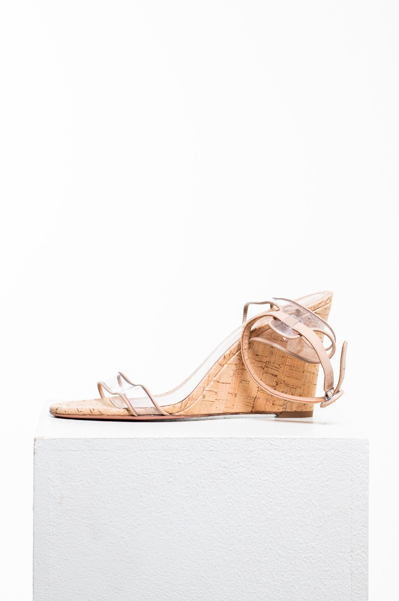 Nude Cork Wedge PVC Sandal