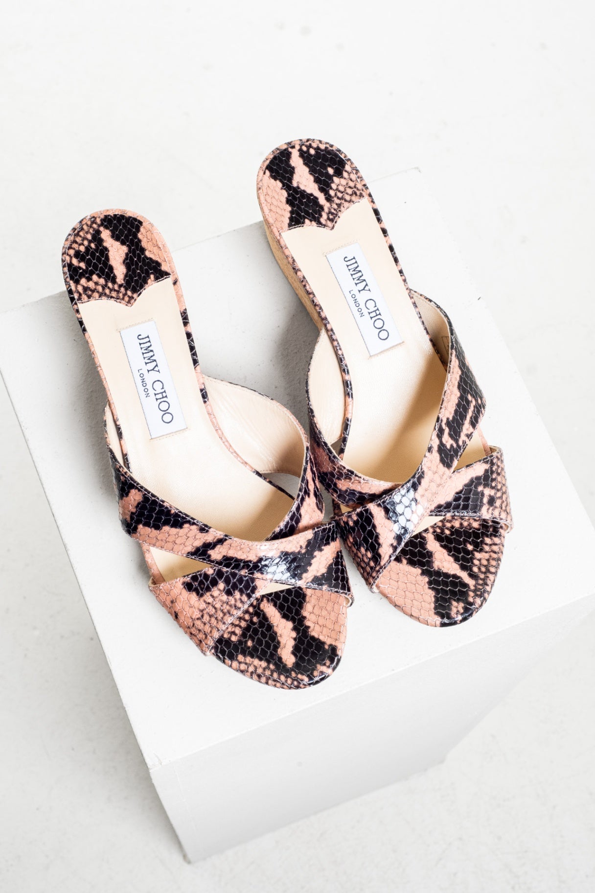 Almer 50 snake-effect leather wedge sandals