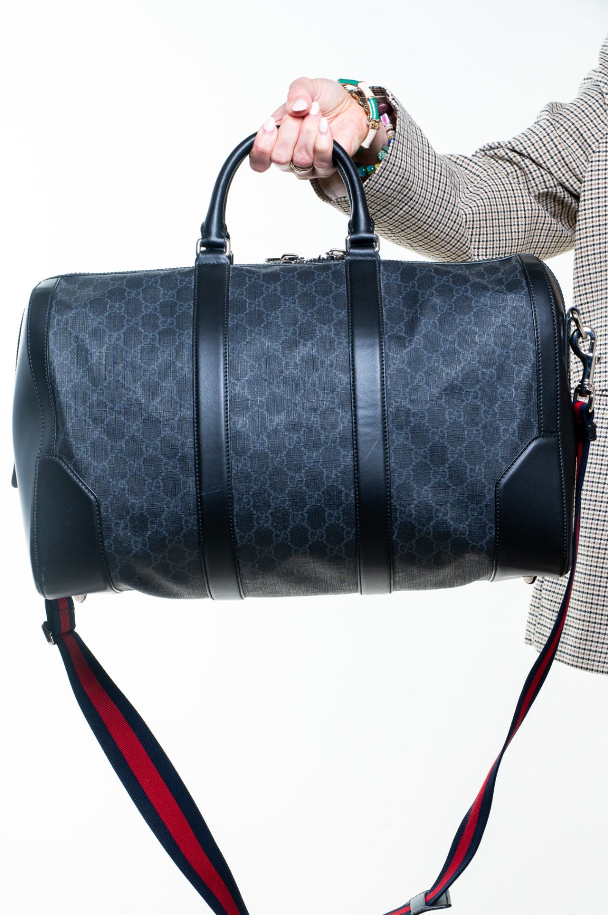 Black GG Supreme Carry On Duffle Bag