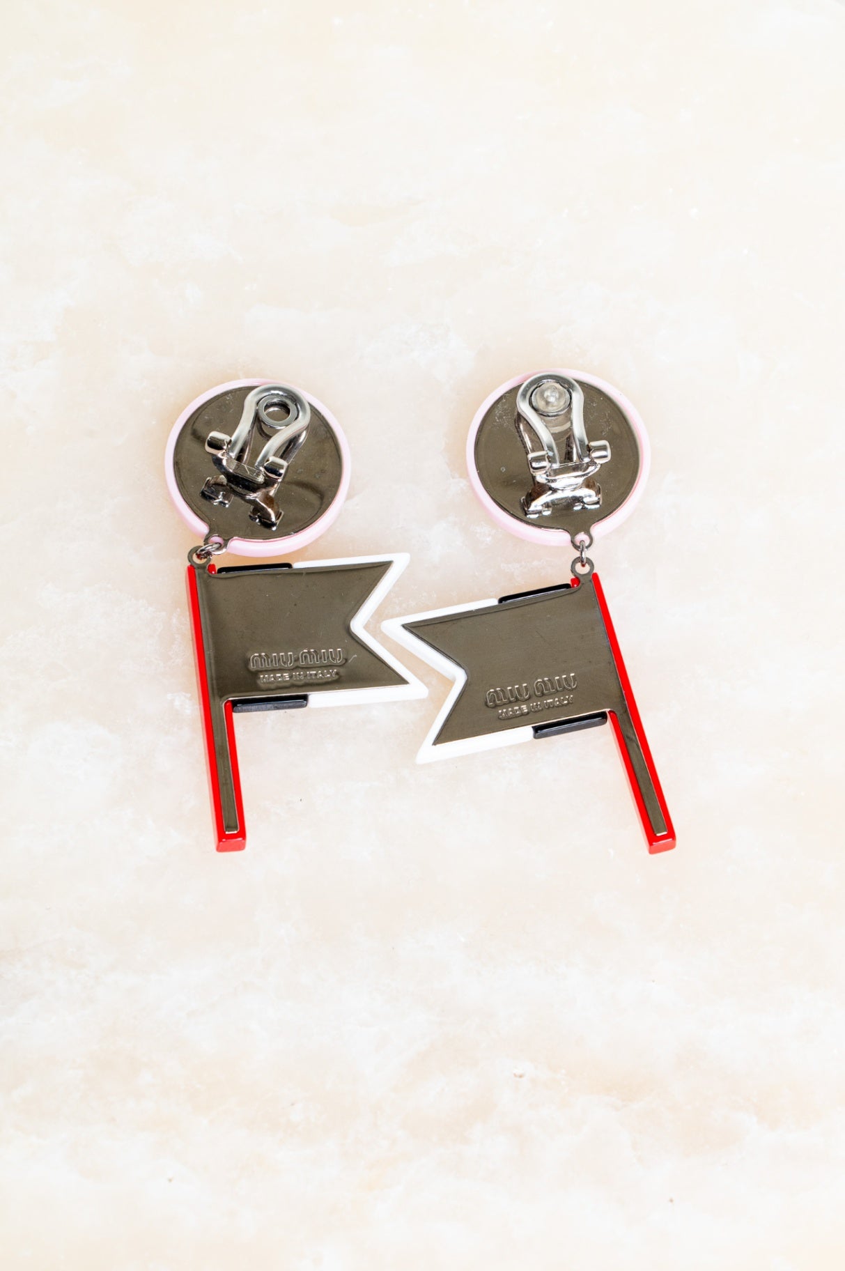 Pink, Black, Red Race Flag Clip-On Earrings
