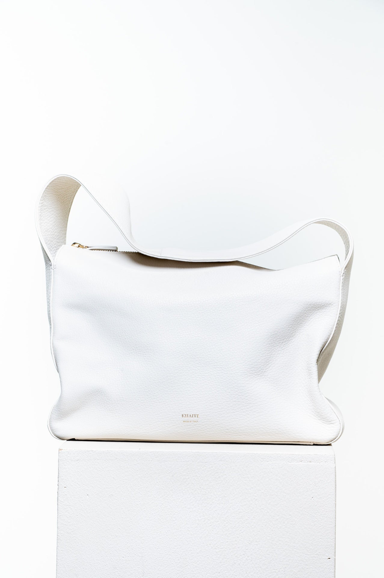 Cream Elena Leather Shoulder Bag