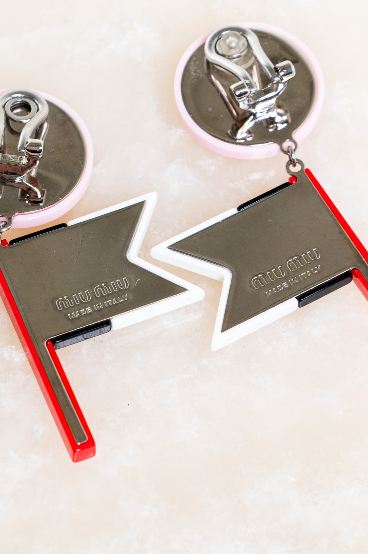 Pink, Black, Red Race Flag Clip-On Earrings