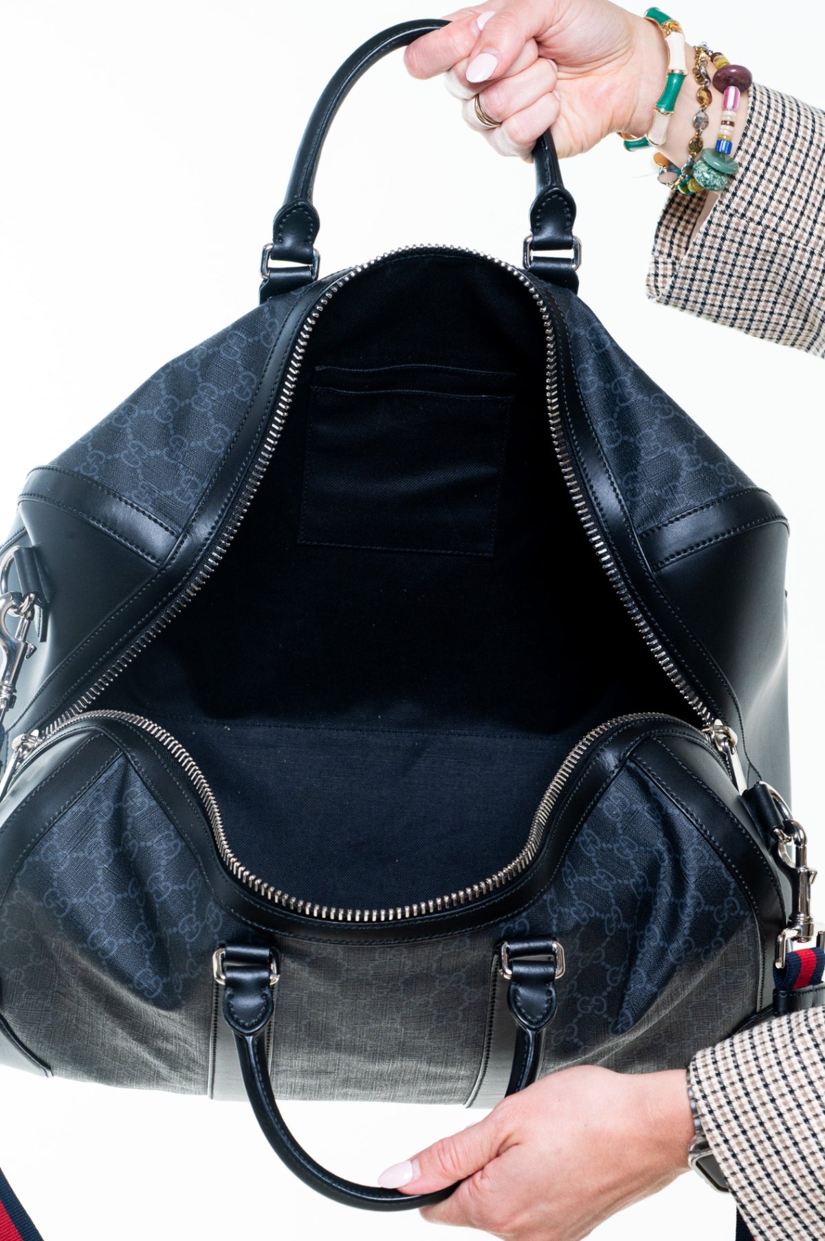 Black GG Supreme Carry On Duffle Bag