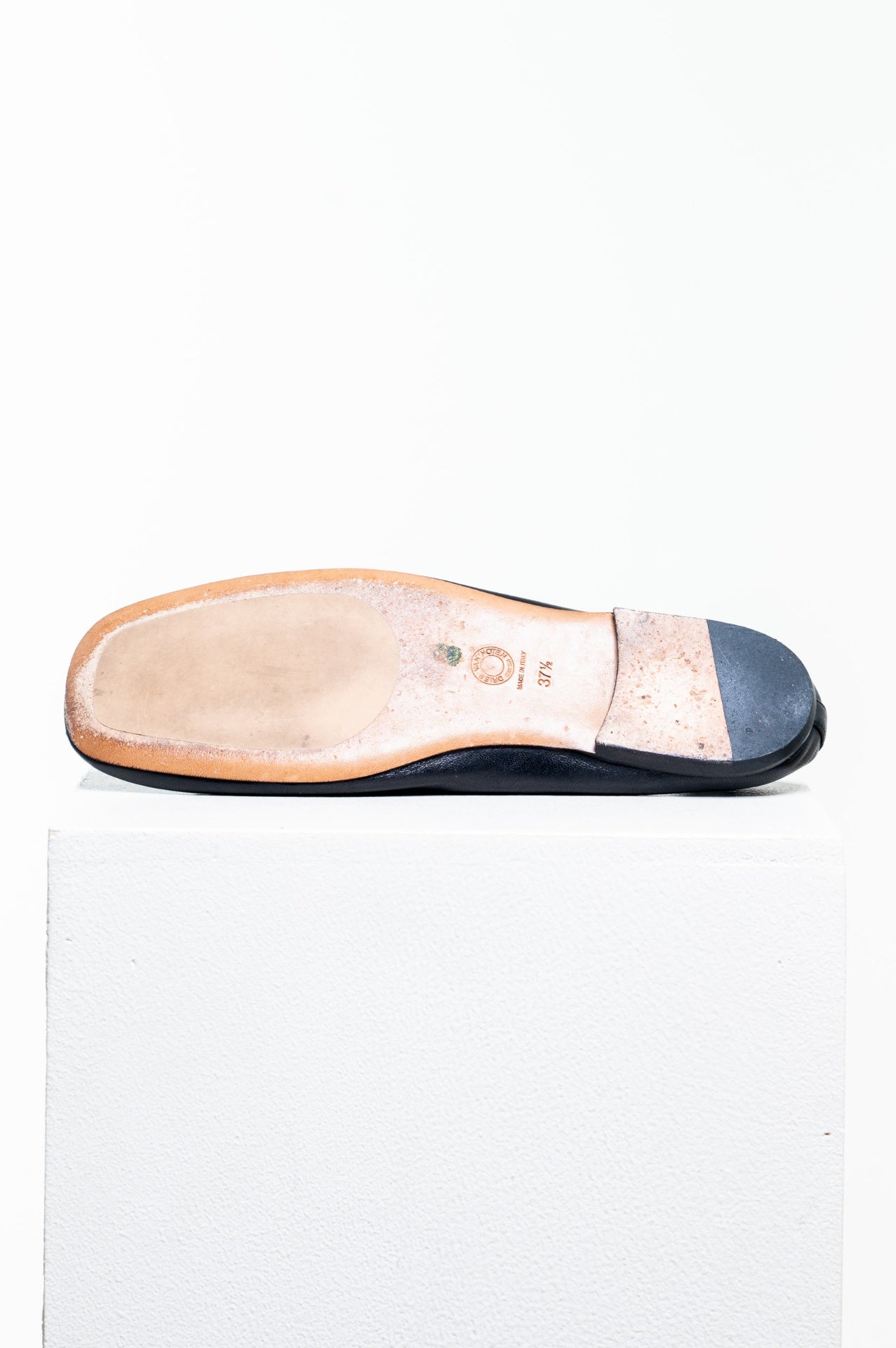 Black Glove Mesh and Leather Ballet Flats