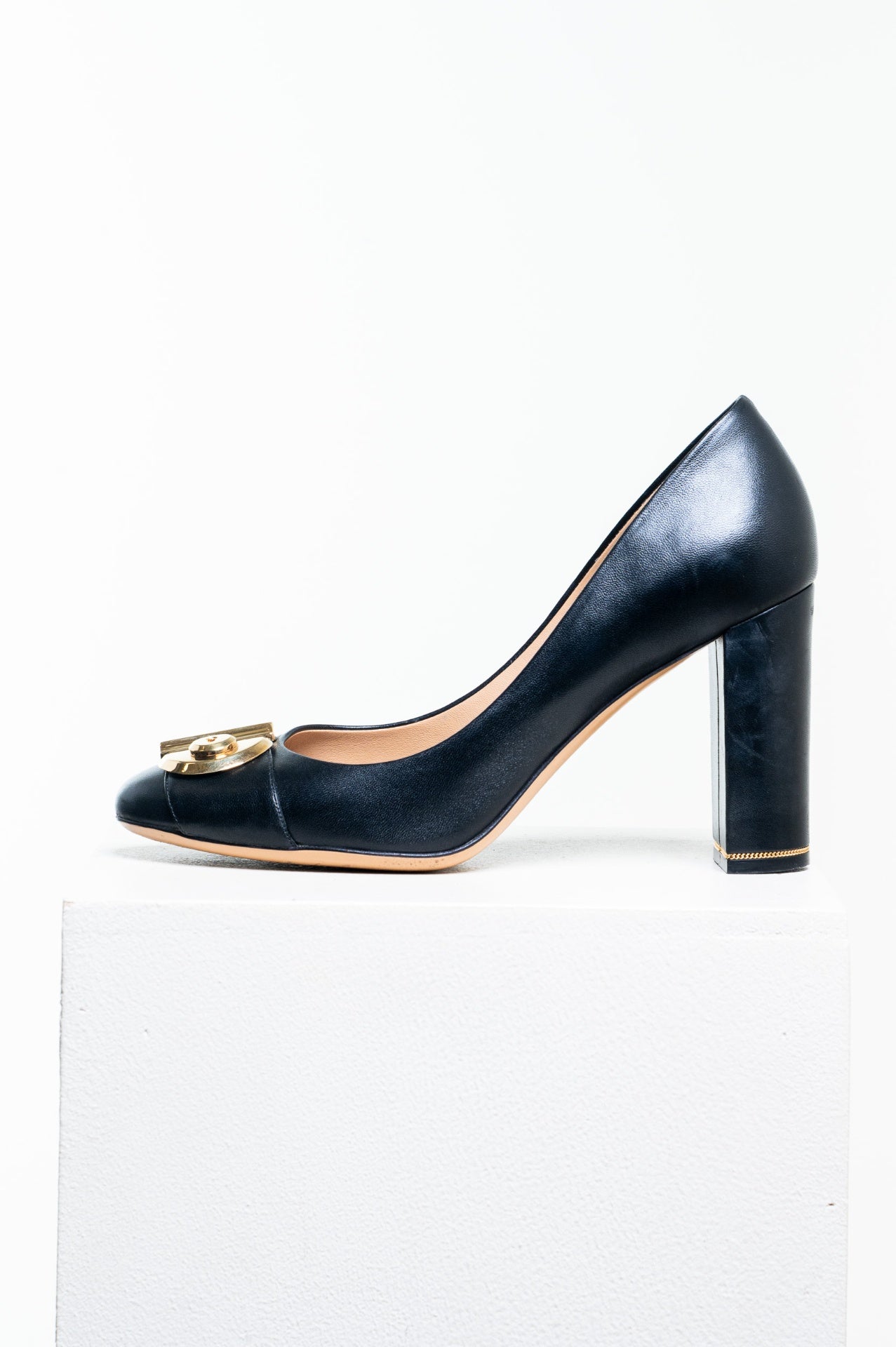 Black Fiamma Chunky High Heel Pump