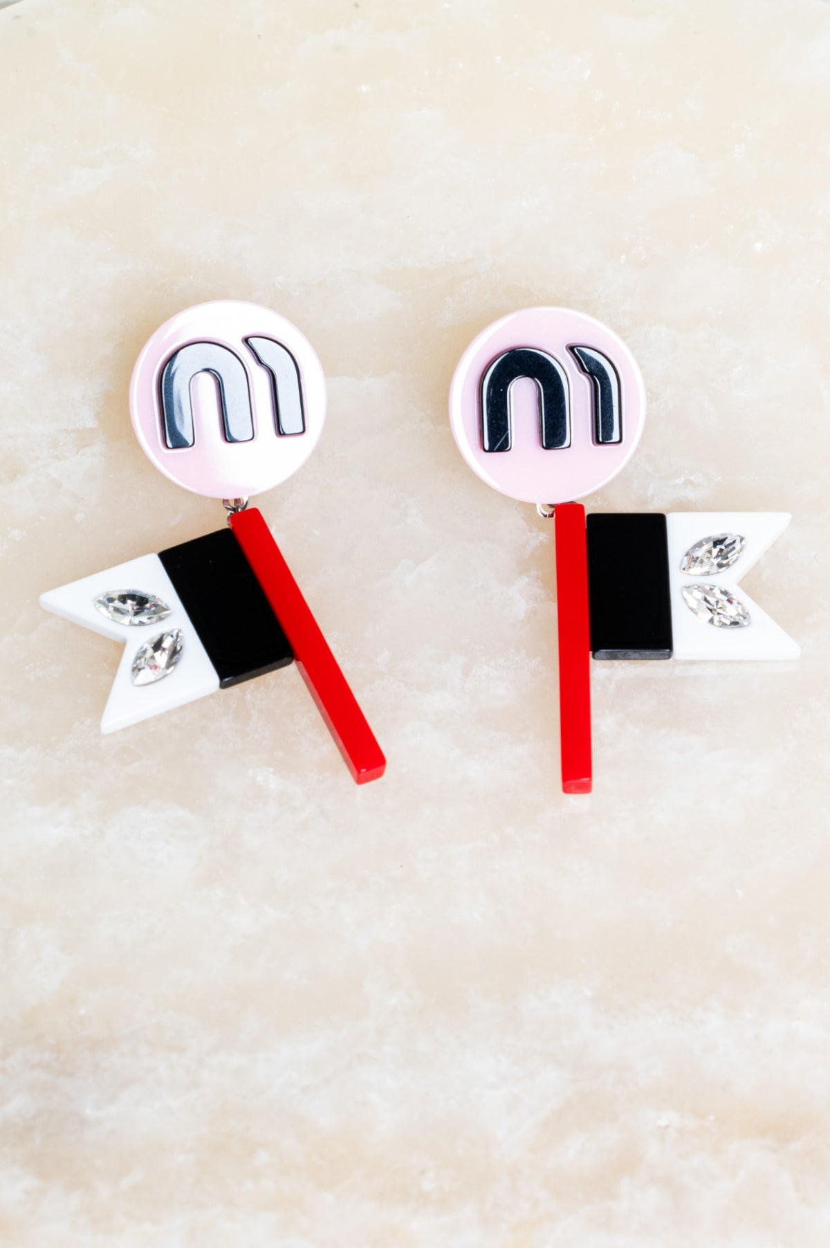 Pink, Black, Red Race Flag Clip-On Earrings