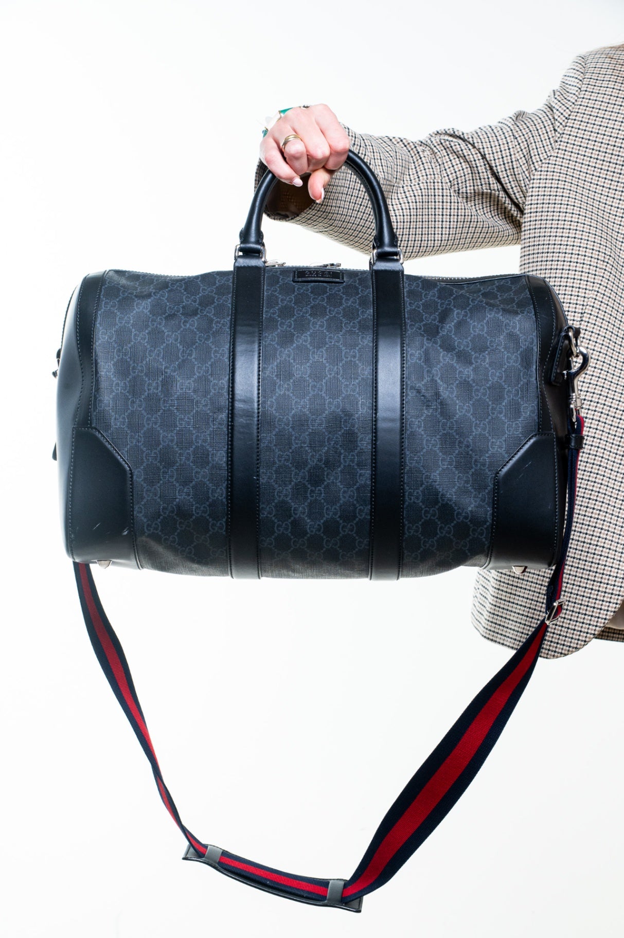 Black GG Supreme Carry On Duffle Bag