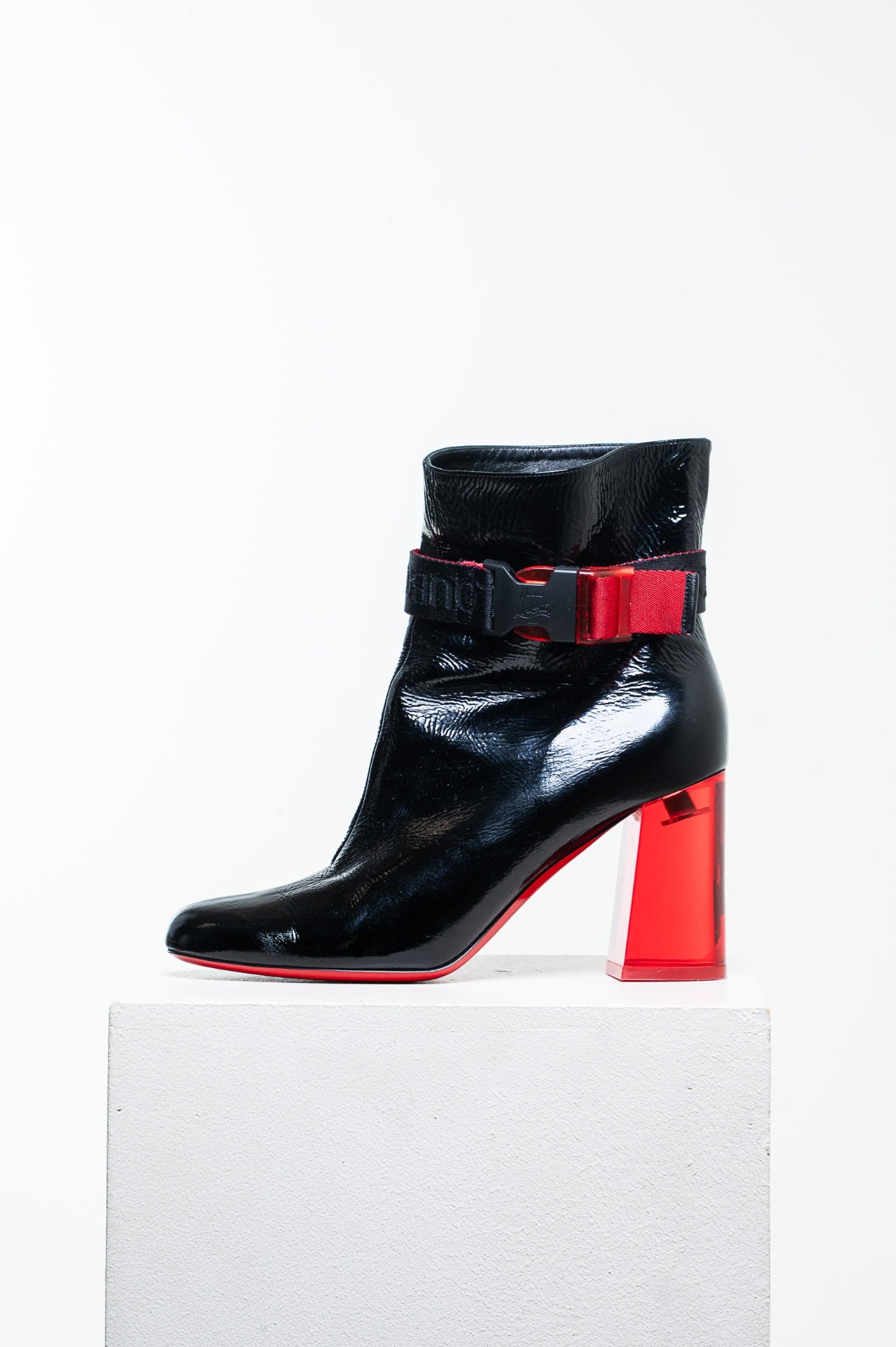 Black Telesiege 85 Patent Vogue/Plexi Heel Ankle Boot