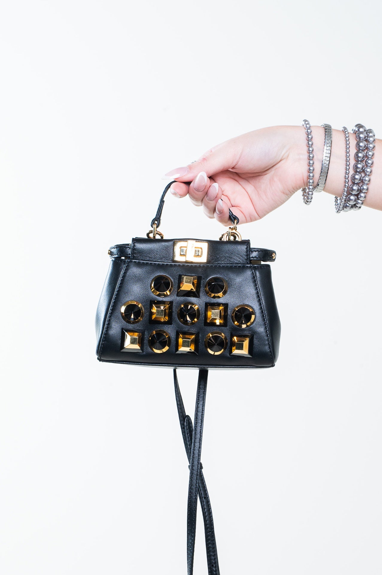 Black Micro Peekaboo Nappa/Borchie Gold Edition