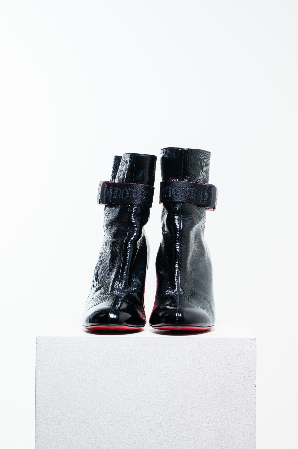 Black Telesiege 85 Patent Vogue/Plexi Heel Ankle Boot