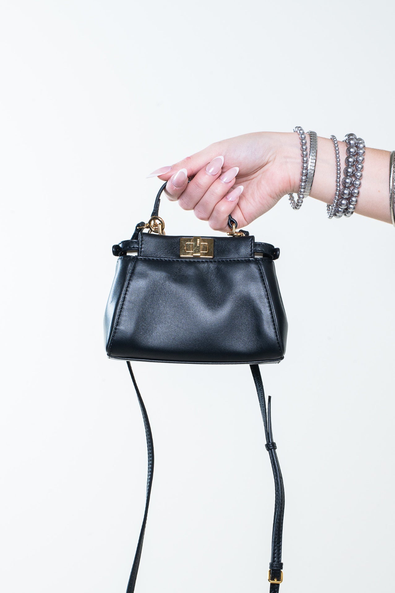 Black Micro Peekaboo Nappa/Borchie Gold Edition