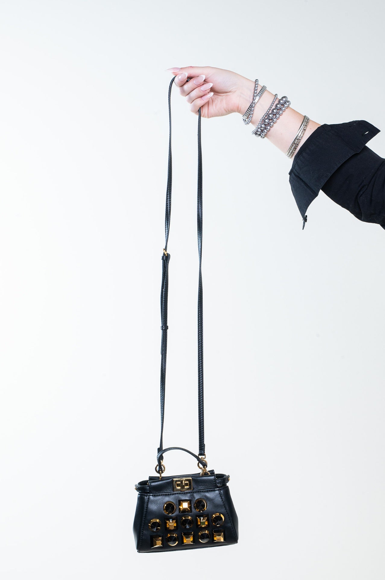 Black Micro Peekaboo Nappa/Borchie Gold Edition