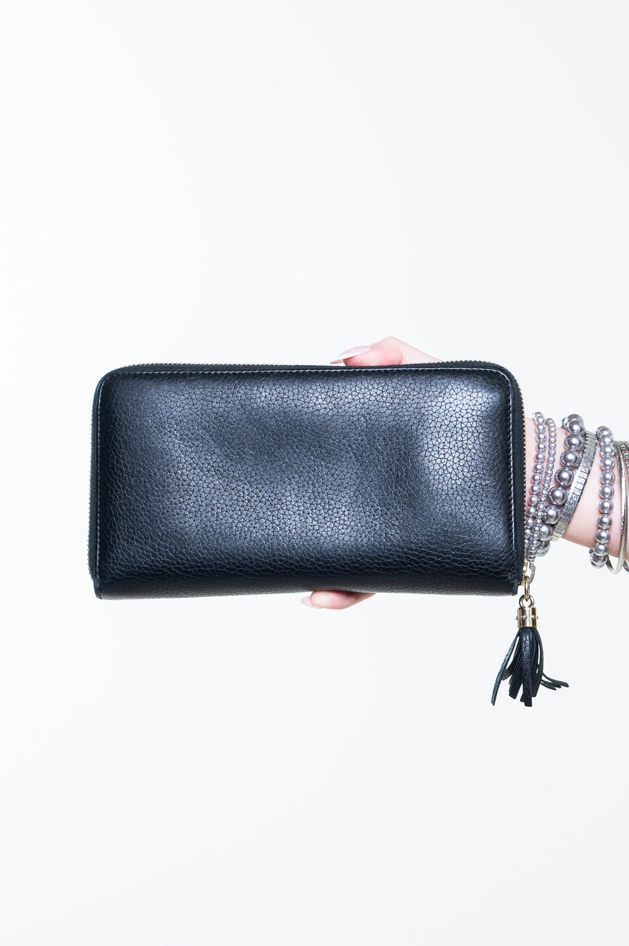 Black Pebbled Calfskin Soho Zip Around Wallet