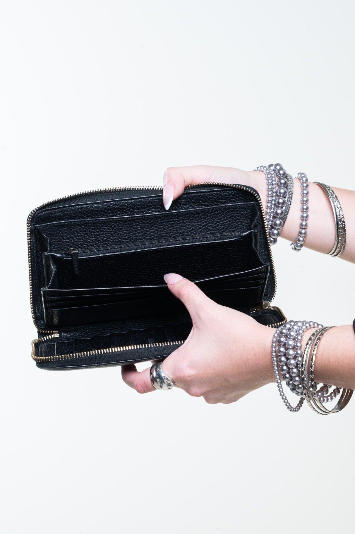 Black Pebbled Calfskin Soho Zip Around Wallet