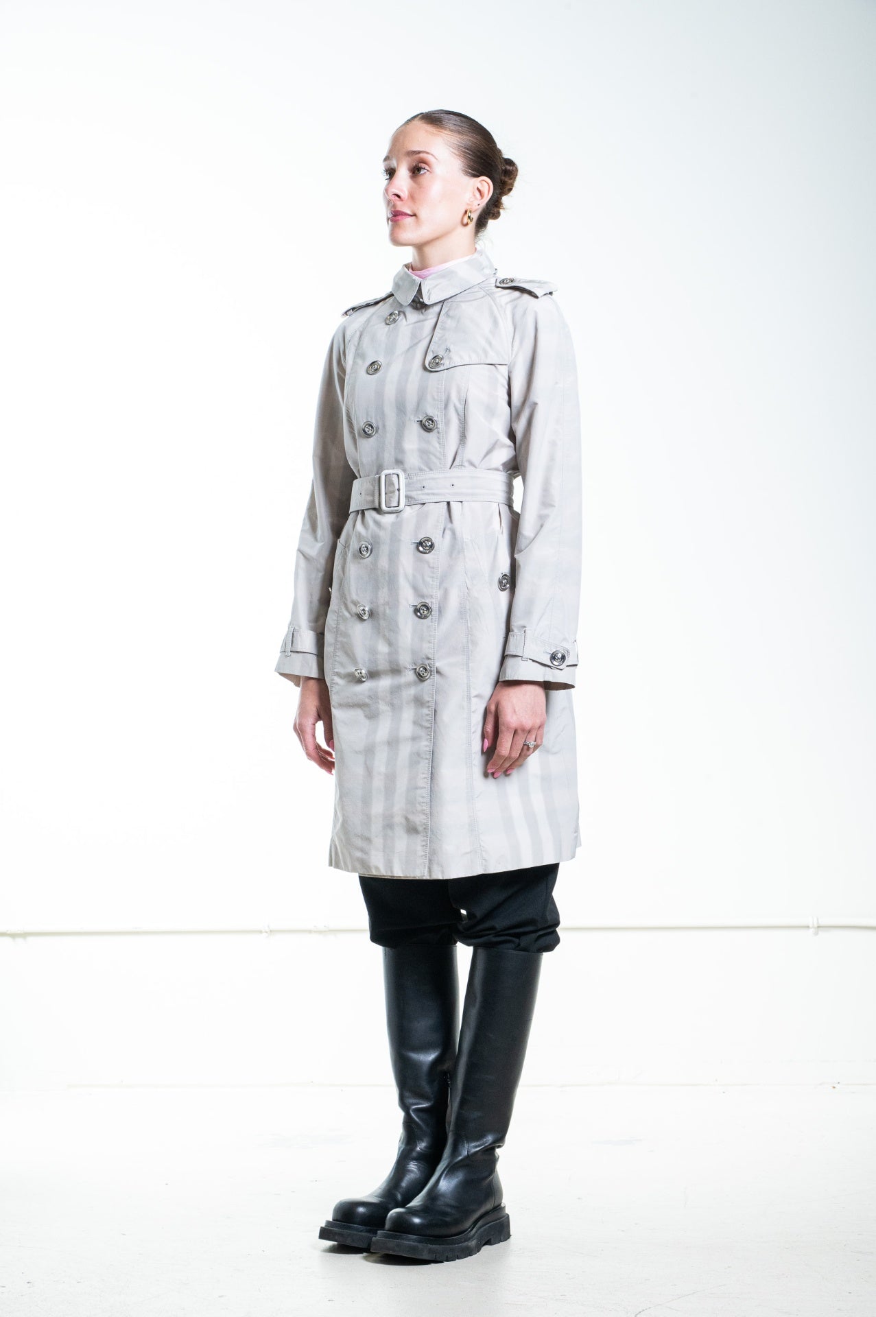 Plaid Print Trench Coat