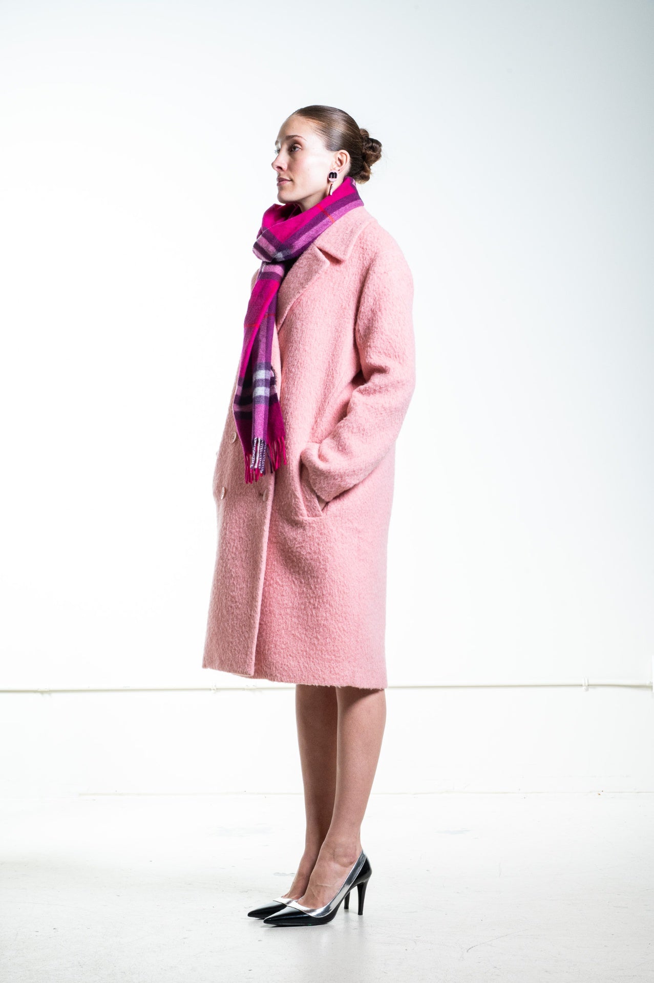Pink Virgin Wool Trench Coat