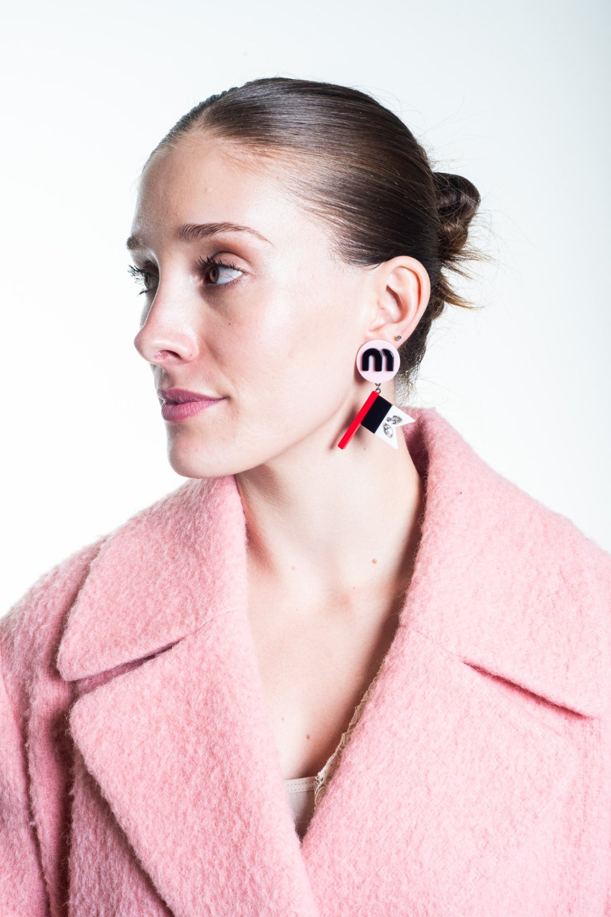 Pink, Black, Red Race Flag Clip-On Earrings