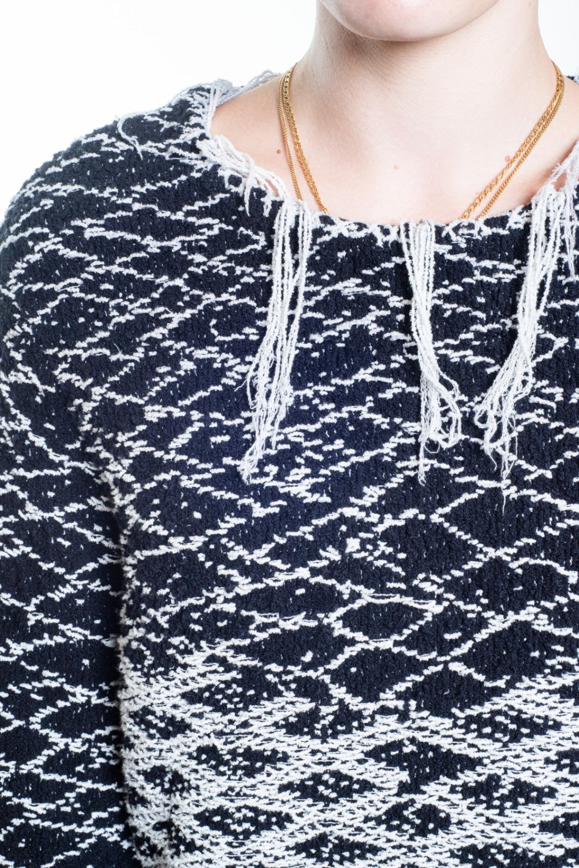 Black & White AW17 Distressed Fringe Sweater