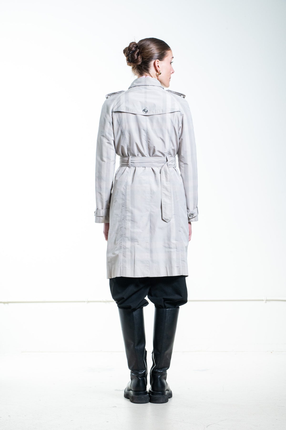 Plaid Print Trench Coat