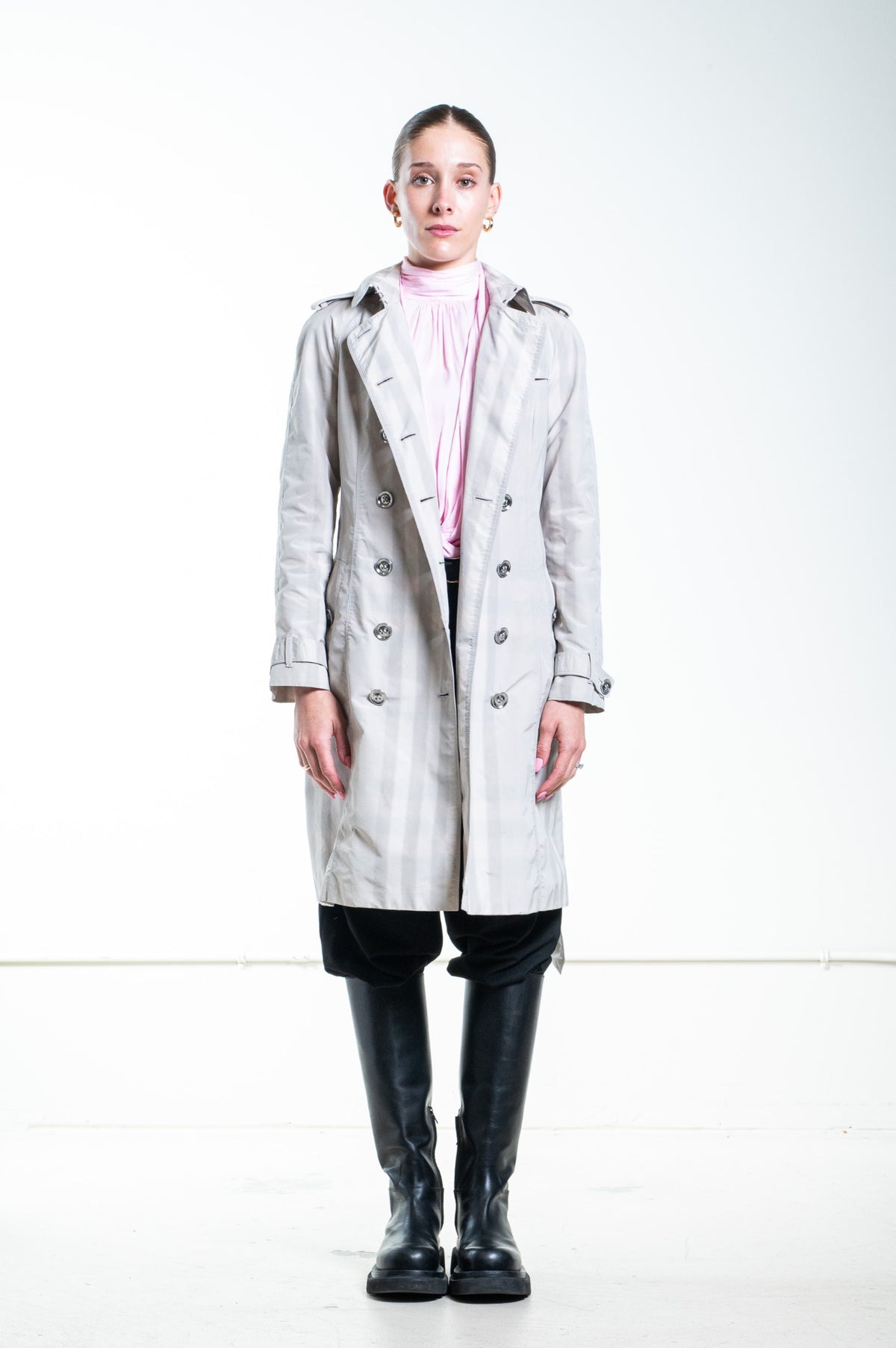 Plaid Print Trench Coat