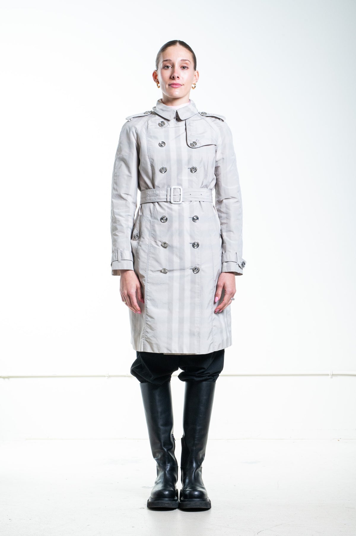 Plaid Print Trench Coat
