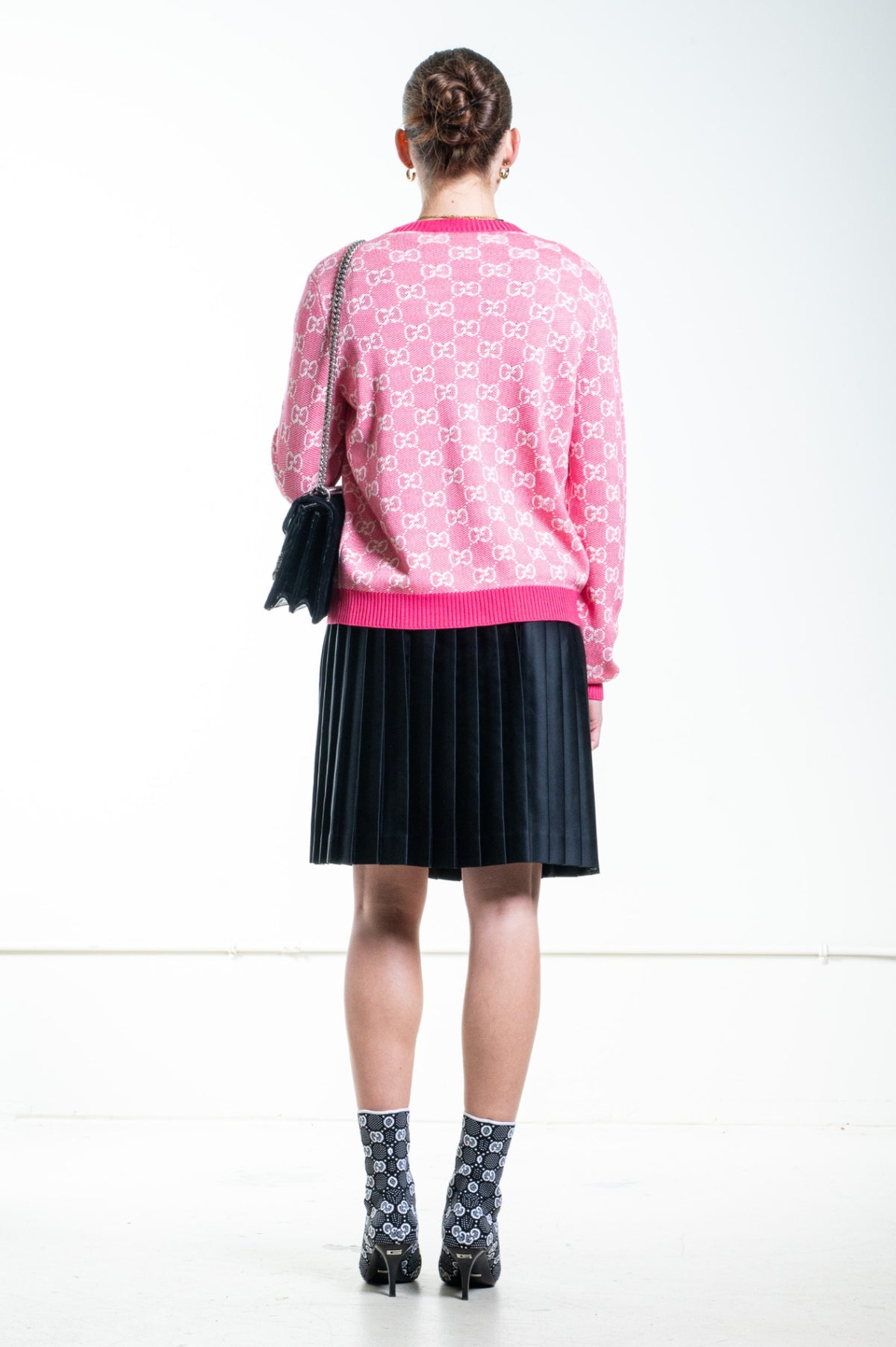 Pink GG Jacquard Wool-Blend Cardigan