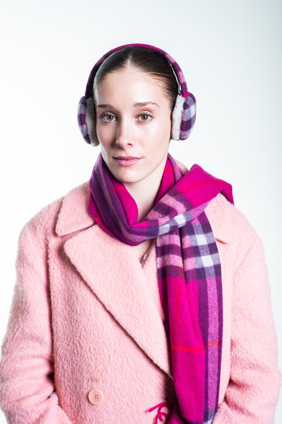 Pink/Purple Check Earmuffs