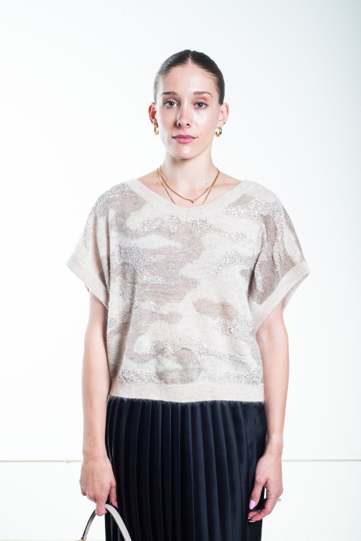 Beige Sequin Vest