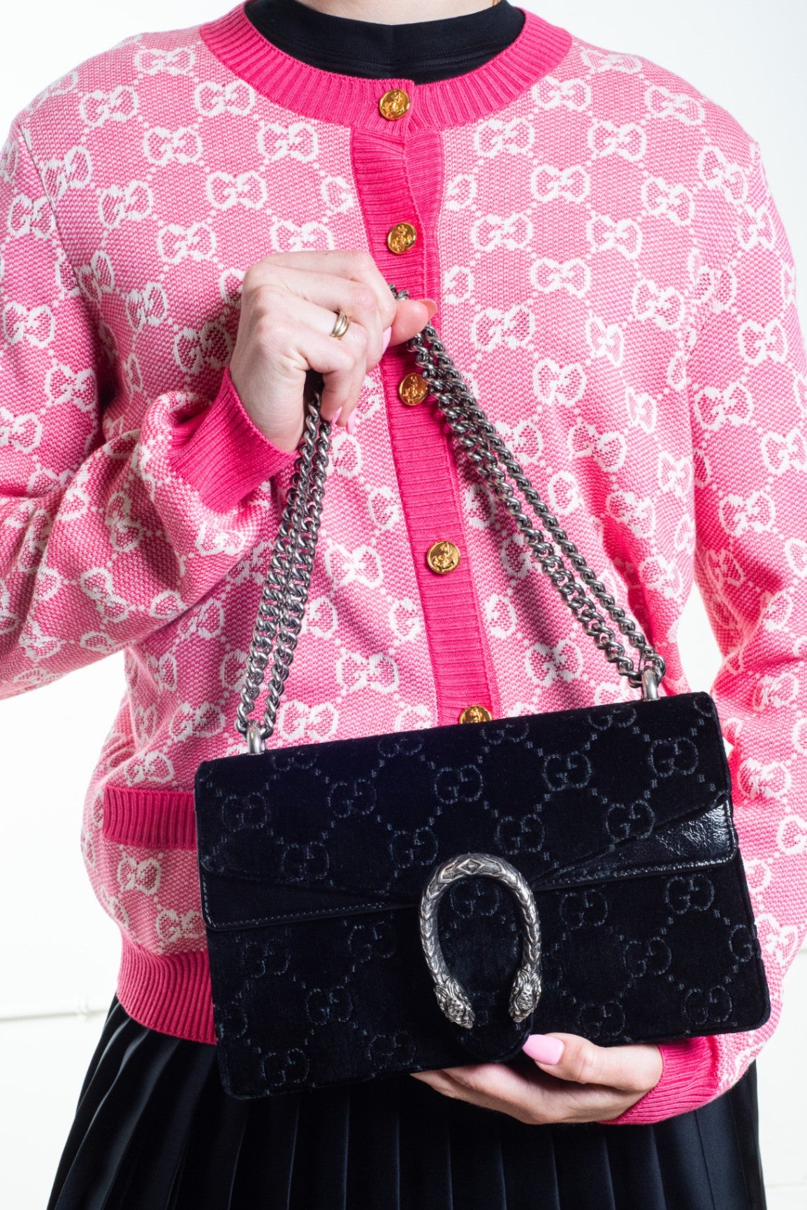 Black Velvet Medium Dionysus Shoulder Bag