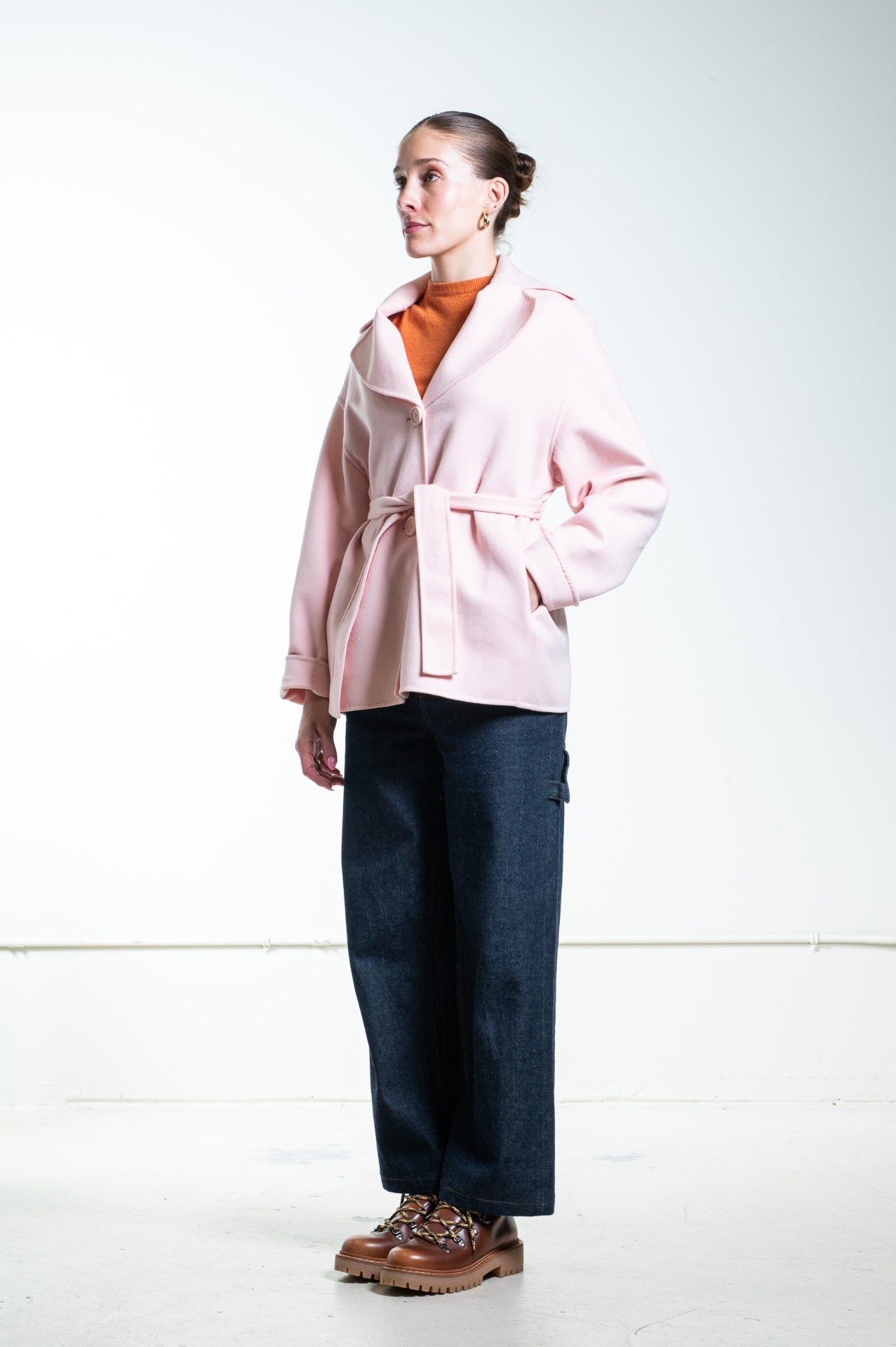 Pink Wool Coat w/ Belt