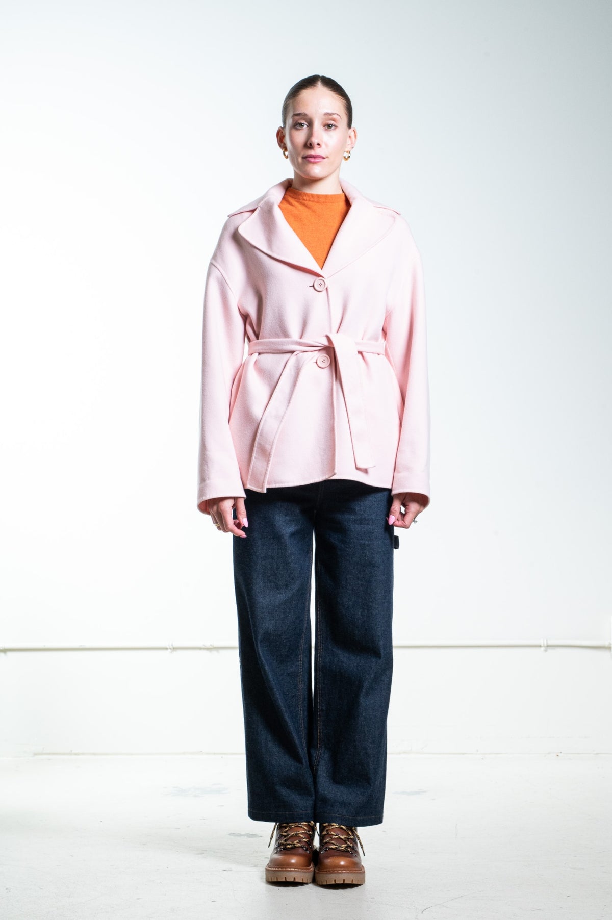 Pink Wool Coat w/ Belt