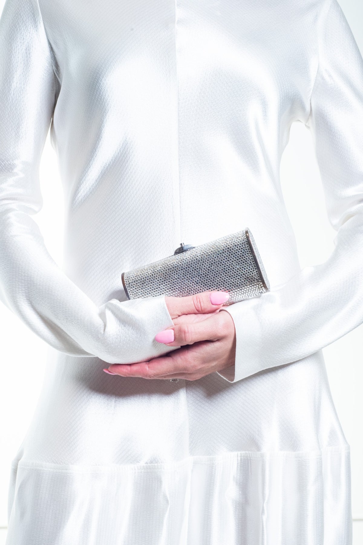 Vintage Silver Gemstone Clutch w/ Crossbody Chain