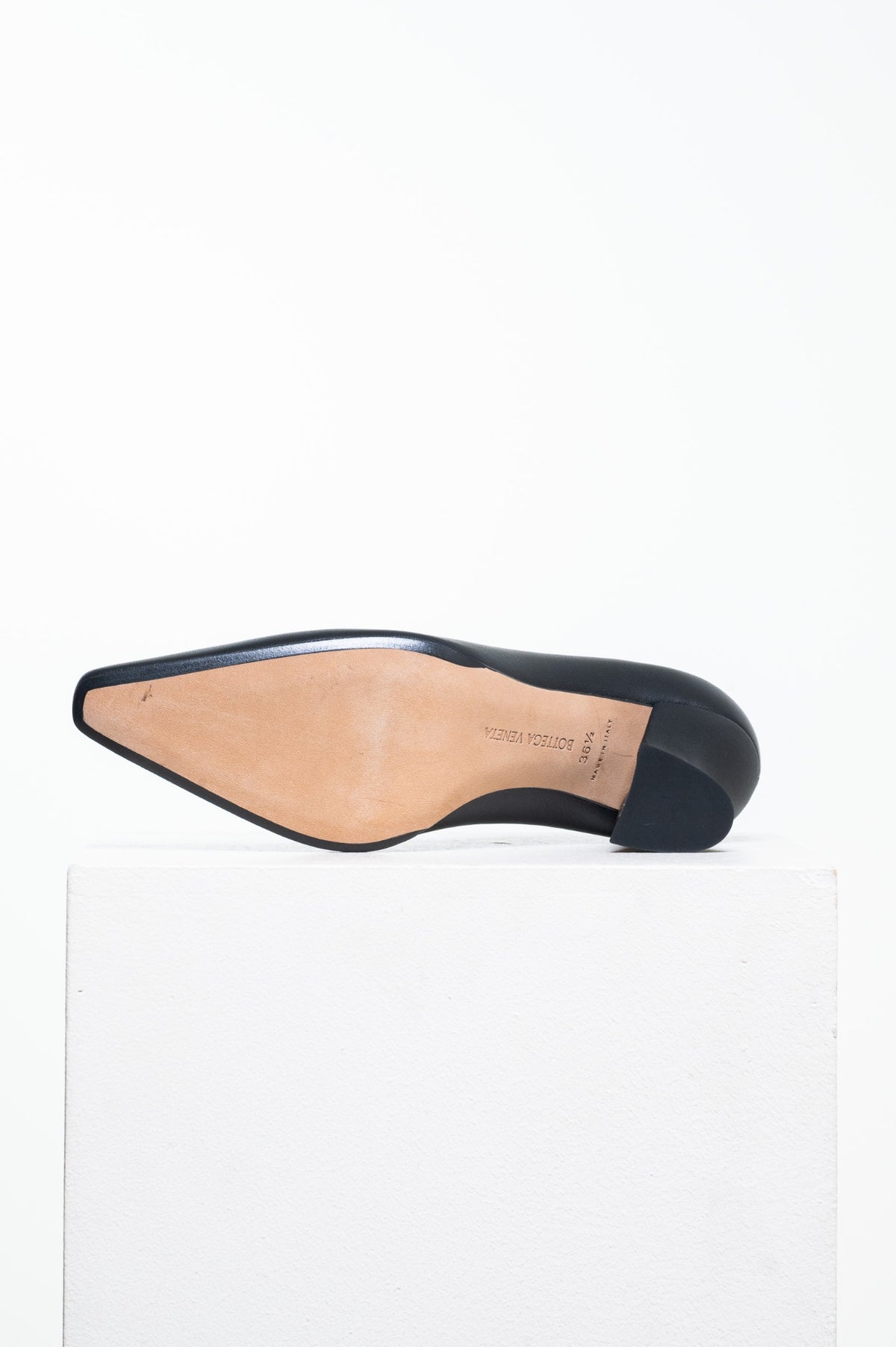 Black Leather Almond Pump