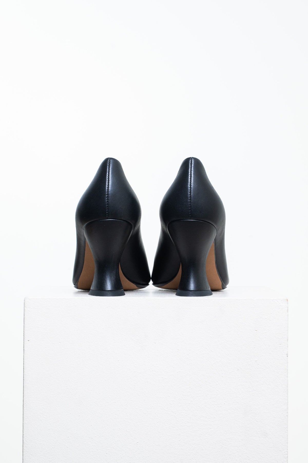 Black Leather Almond Pump