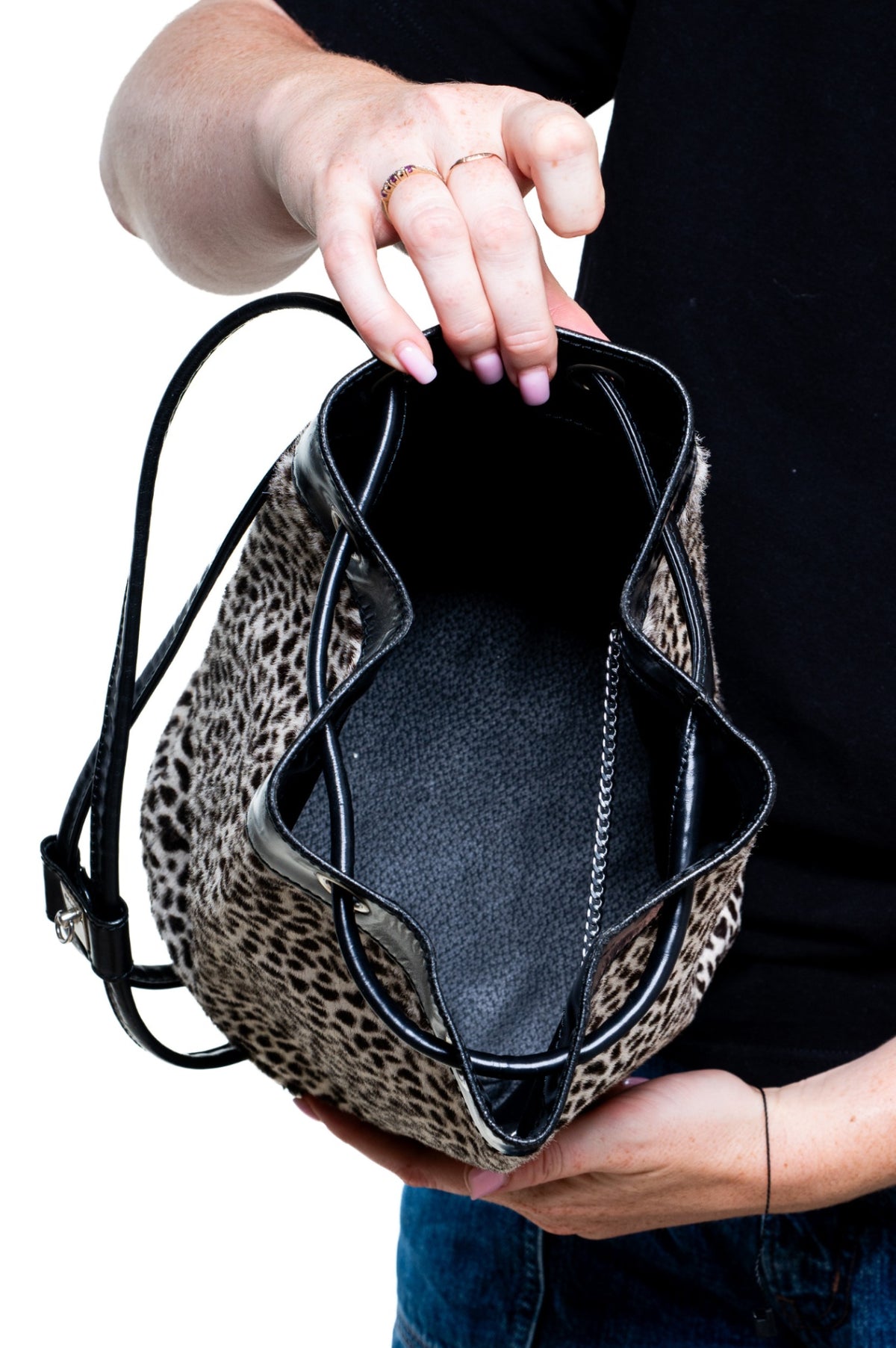 Vintage Animal Print Bucket Backpack