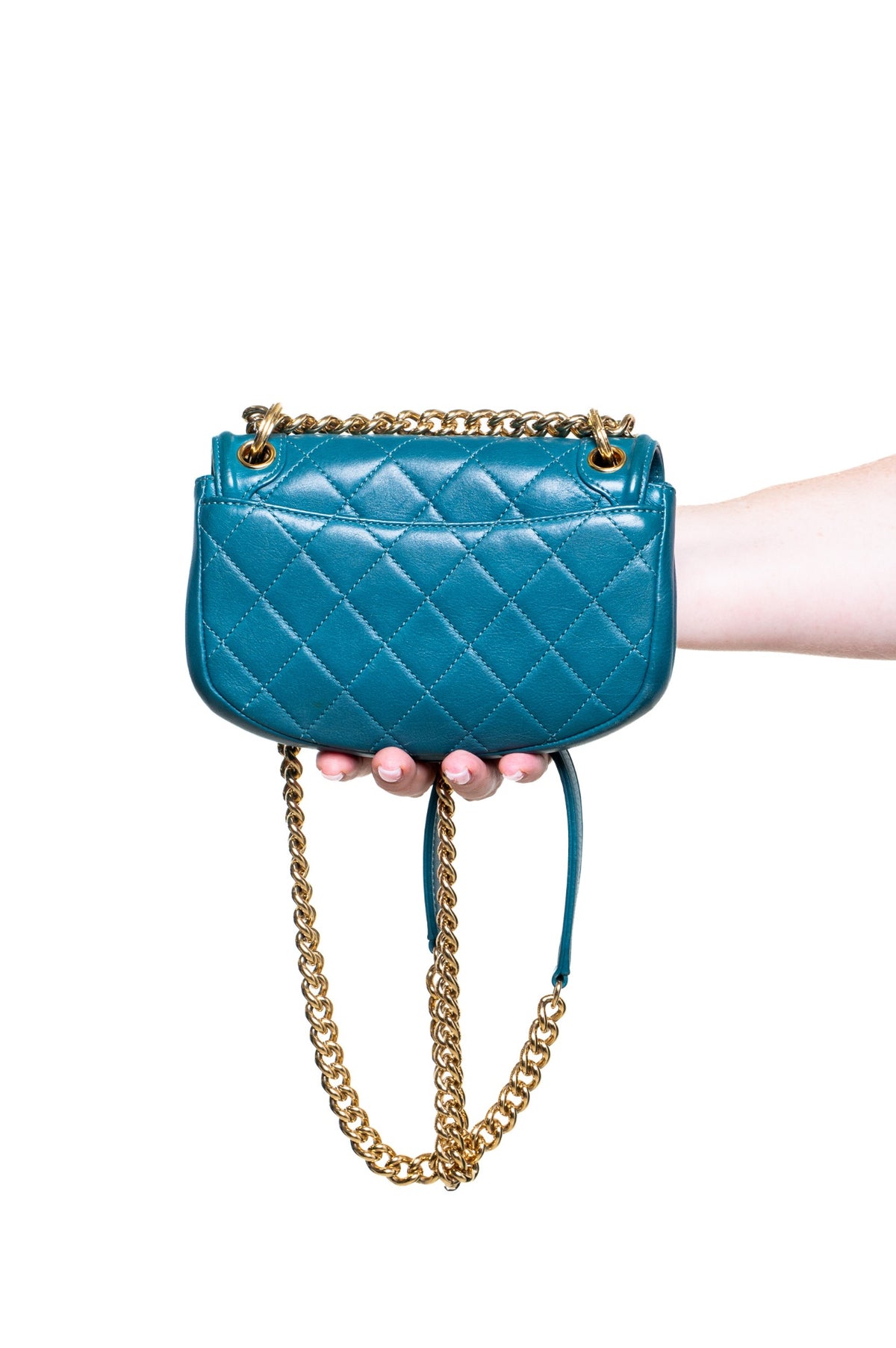 Teal Mini Lambskin Curved Shoulder Bag
