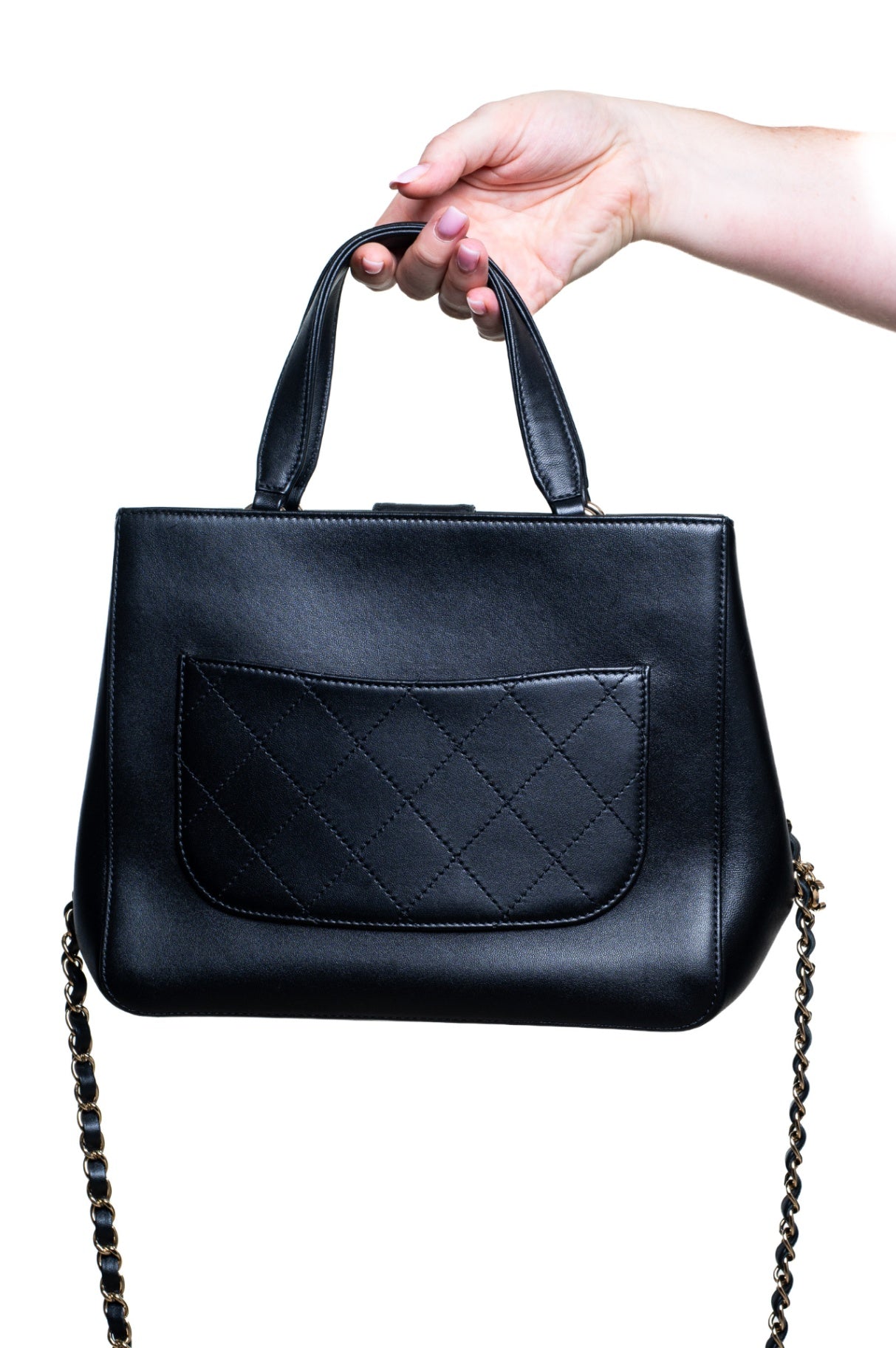 Black Small Lambskin CC Mania Shopping Tote