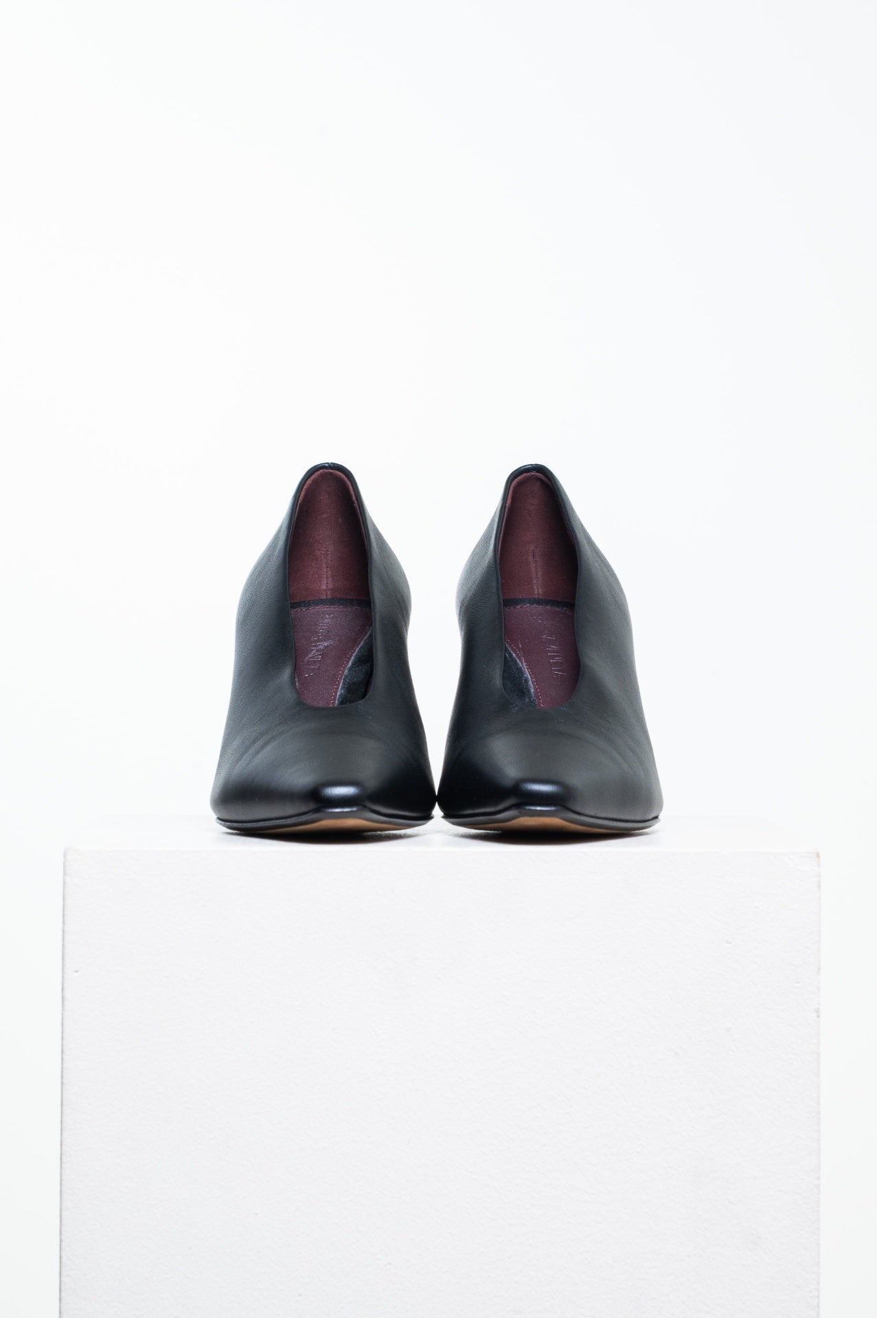 Black Leather Almond Pump
