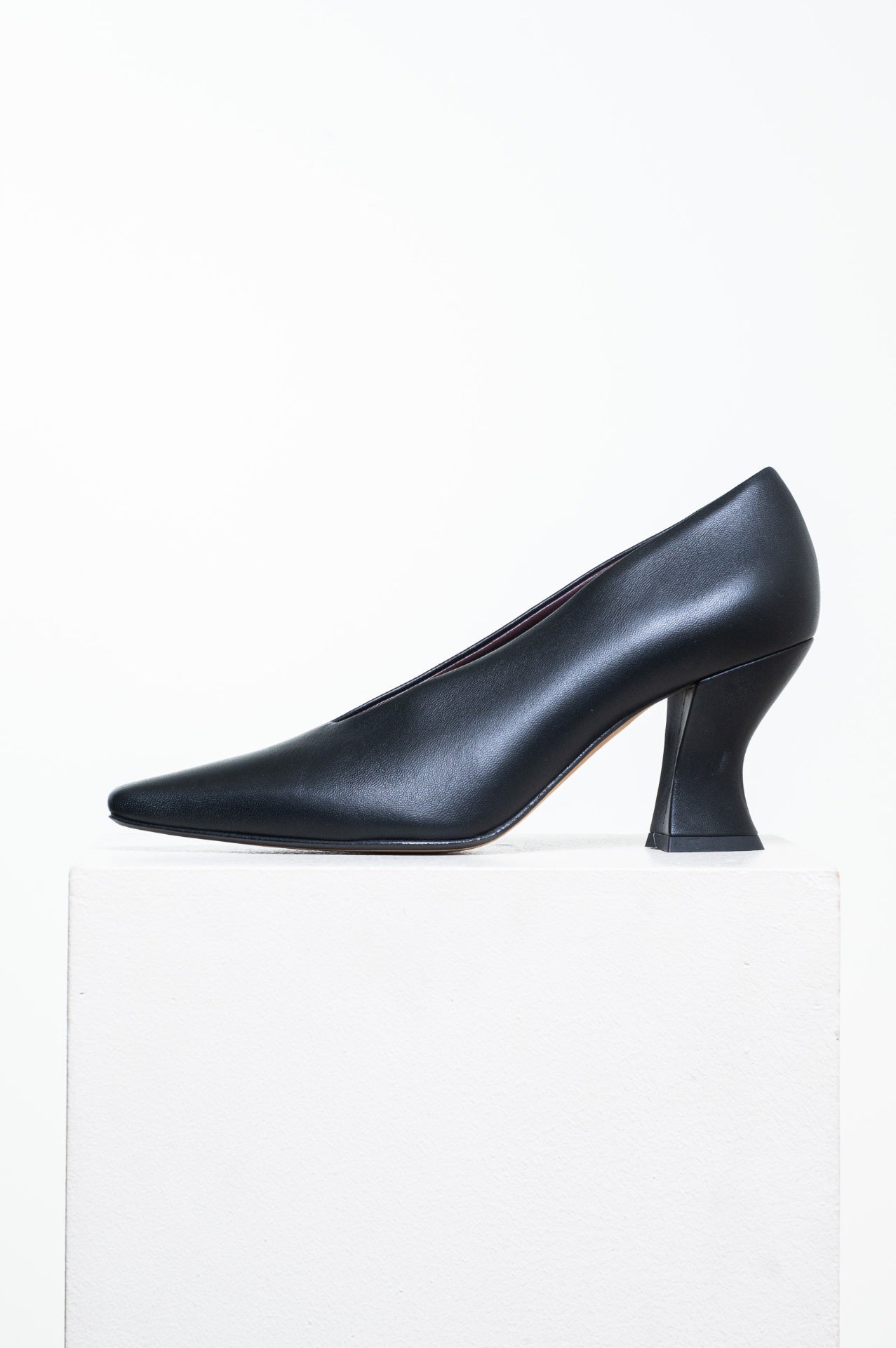 Black Leather Almond Pump