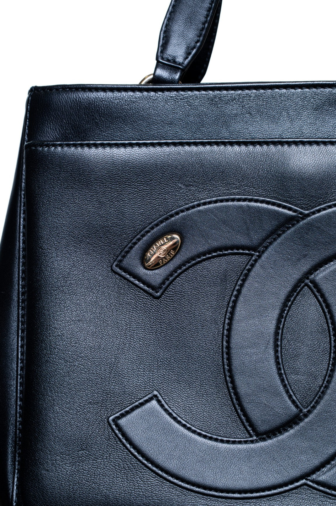 Black Small Lambskin CC Mania Shopping Tote