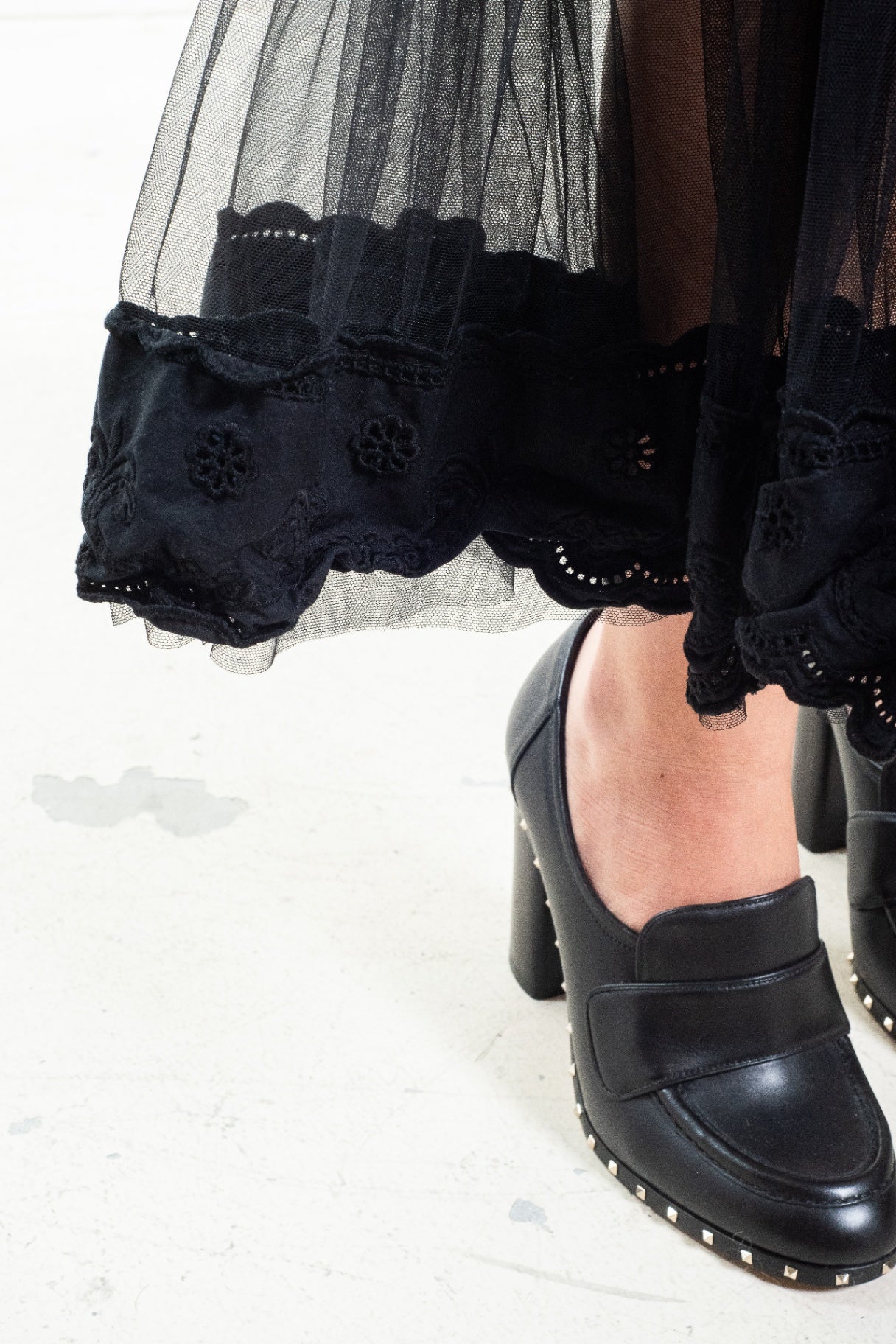 Black Asymmetrical Tulle T-Shirt Dress