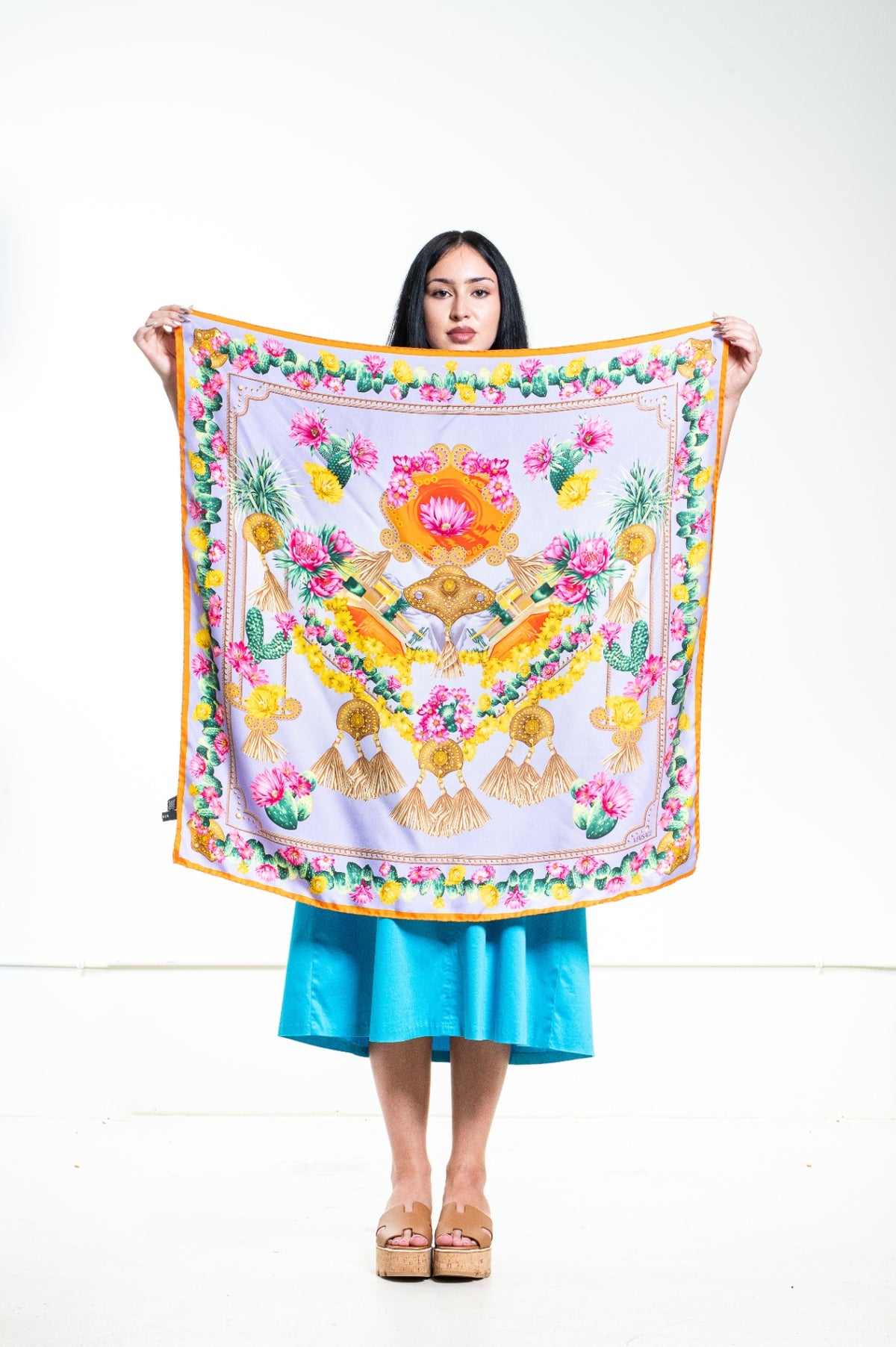 Lavender Printed Silk Scarf