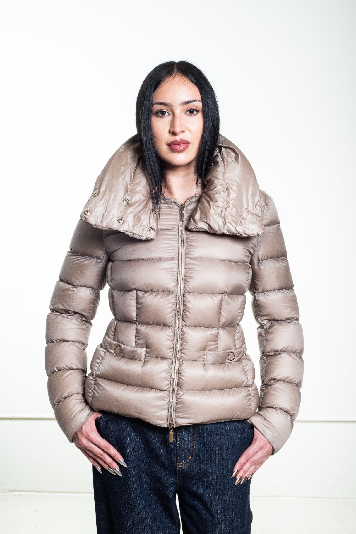 Beige Meille 2-Way Down-Filled Puffer Jacket