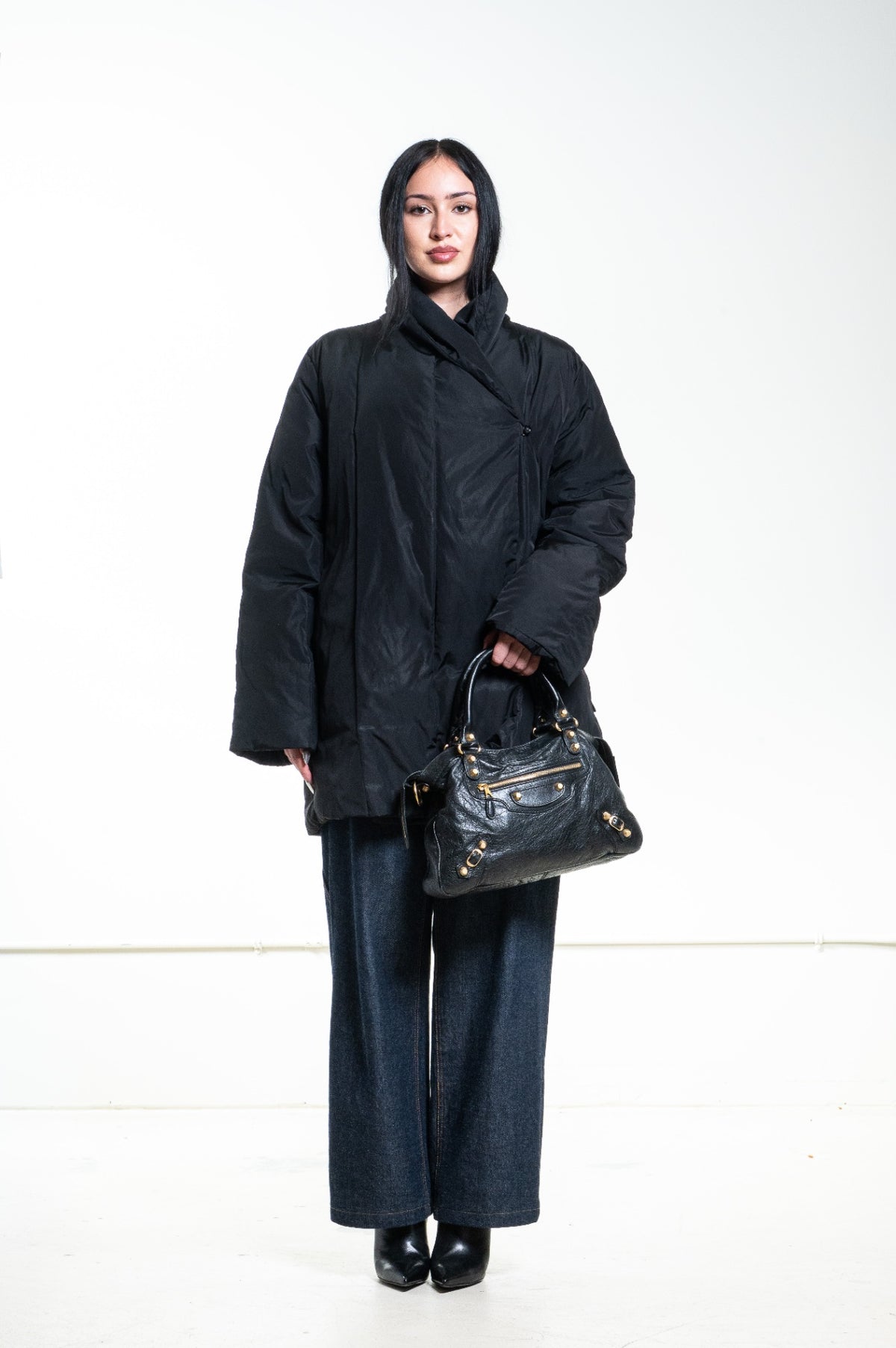 Black Asymmetrical Puffer Jacket