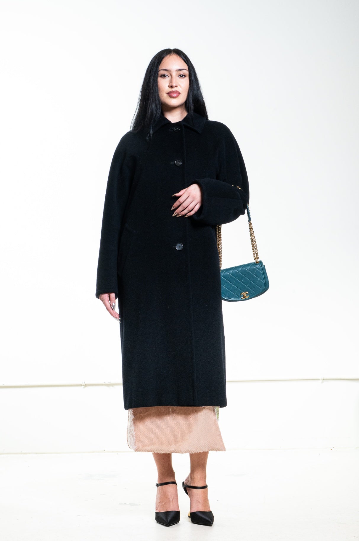 Teal Mini Lambskin Curved Shoulder Bag