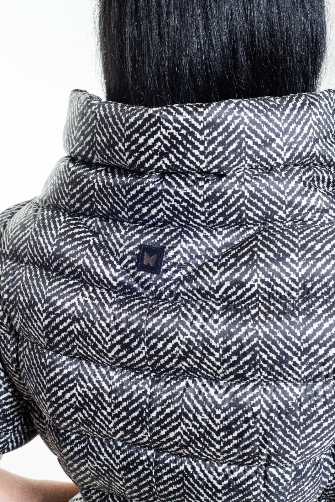 Black & White Herringbone Puffer Jacket